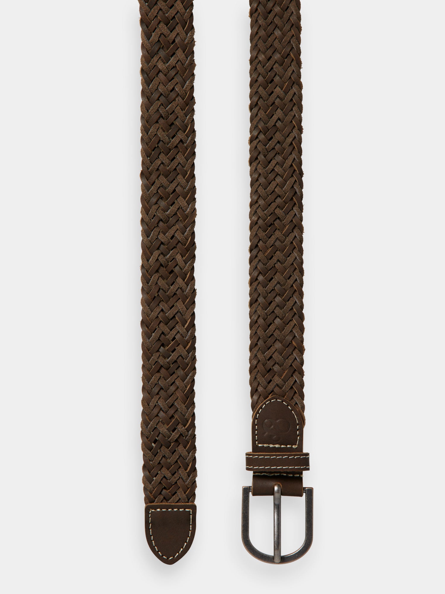 Braided leather belt - Dark Taupe