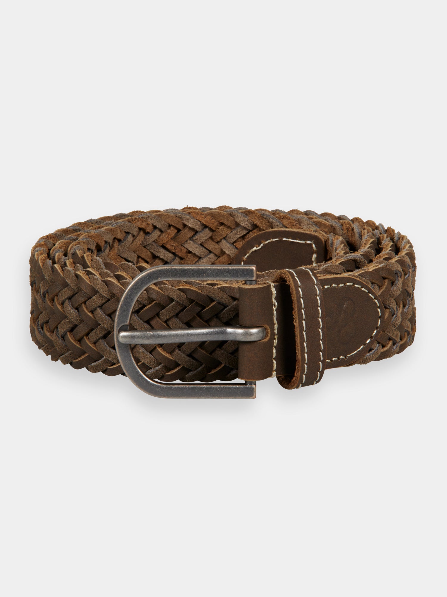 Braided leather belt - Dark Taupe
