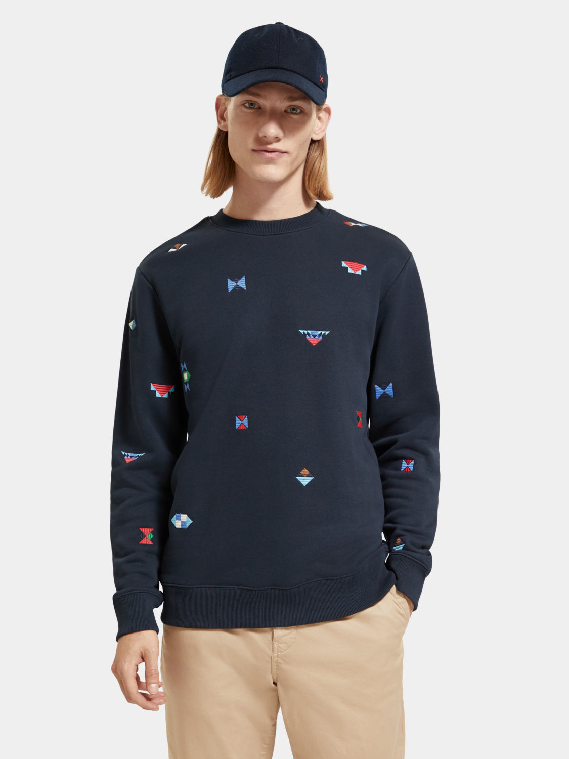 Regular-fit embroidered sweatshirt - Night Fairisle Geo