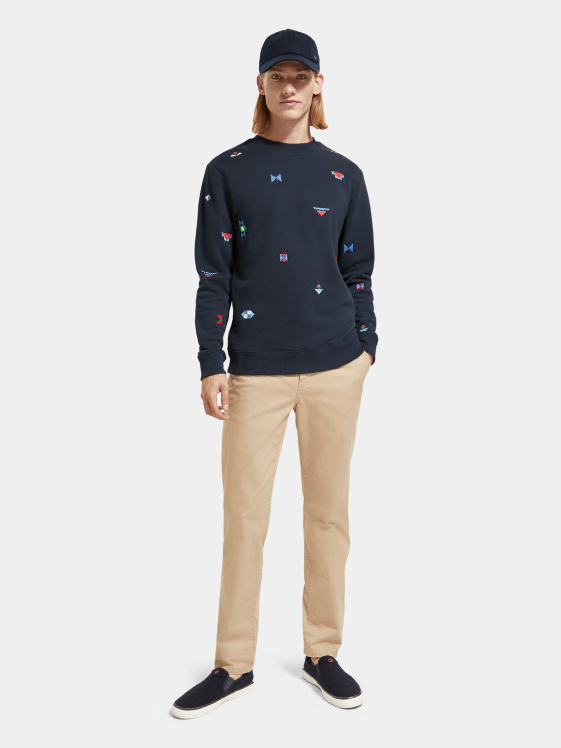 Regular-fit embroidered sweatshirt - Night Fairisle Geo