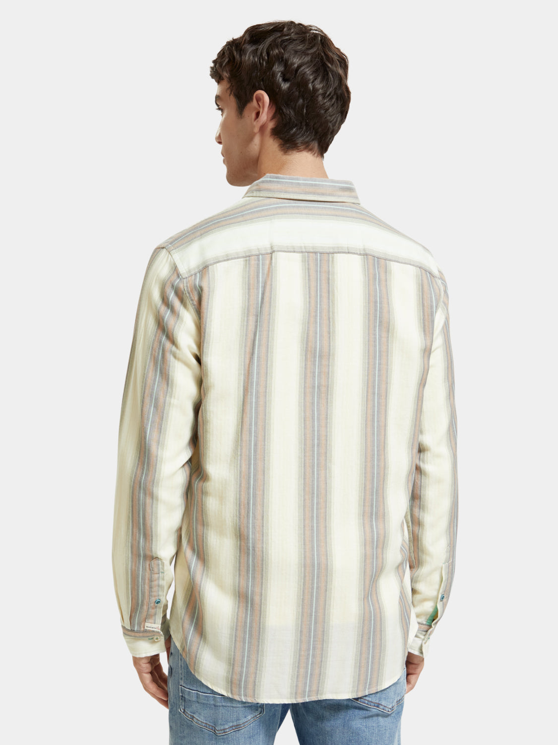 Lightweight herringbone shirt - Camel Stripe