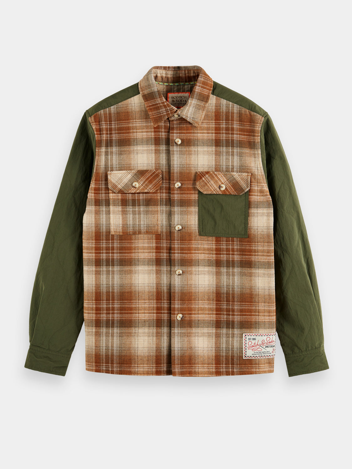 Check flannel overshirt - Deep Toffee Check