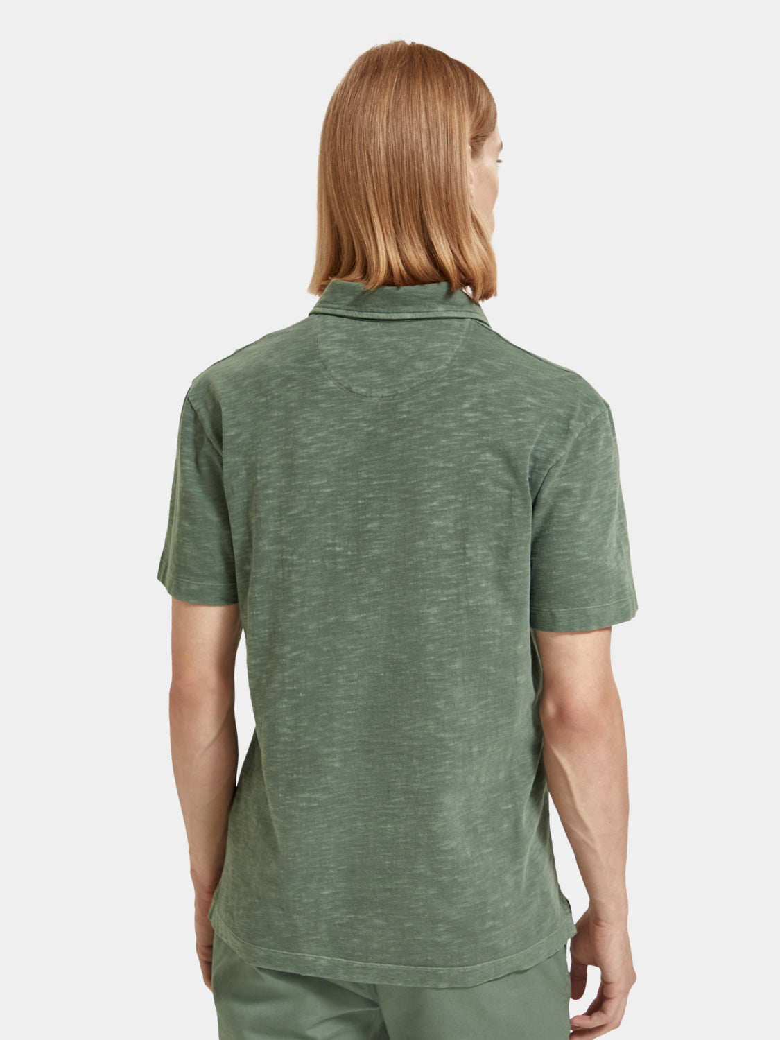 Garment-dyed jersey polo shirt - Seaweed