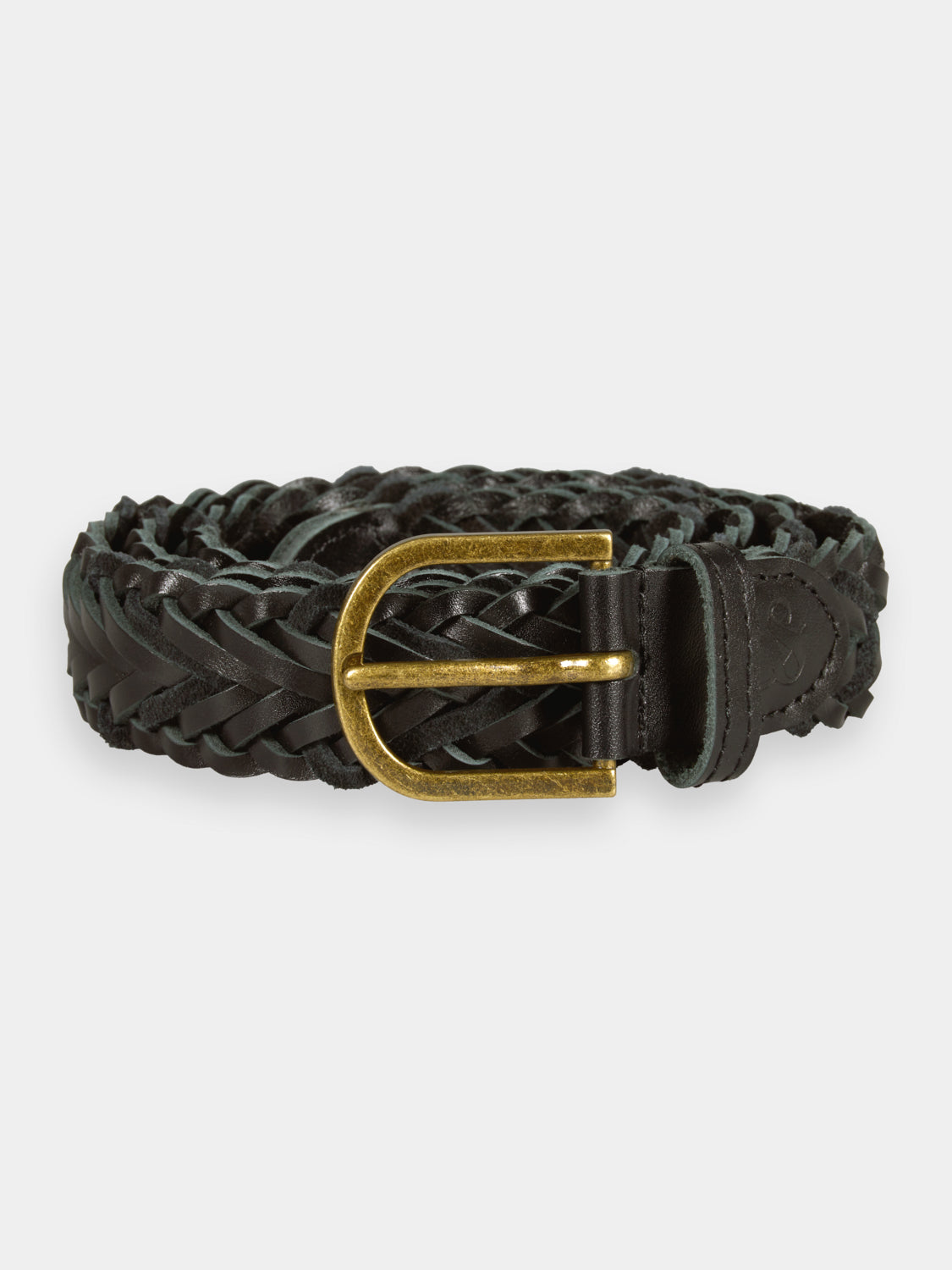 Braided leather belt - Black