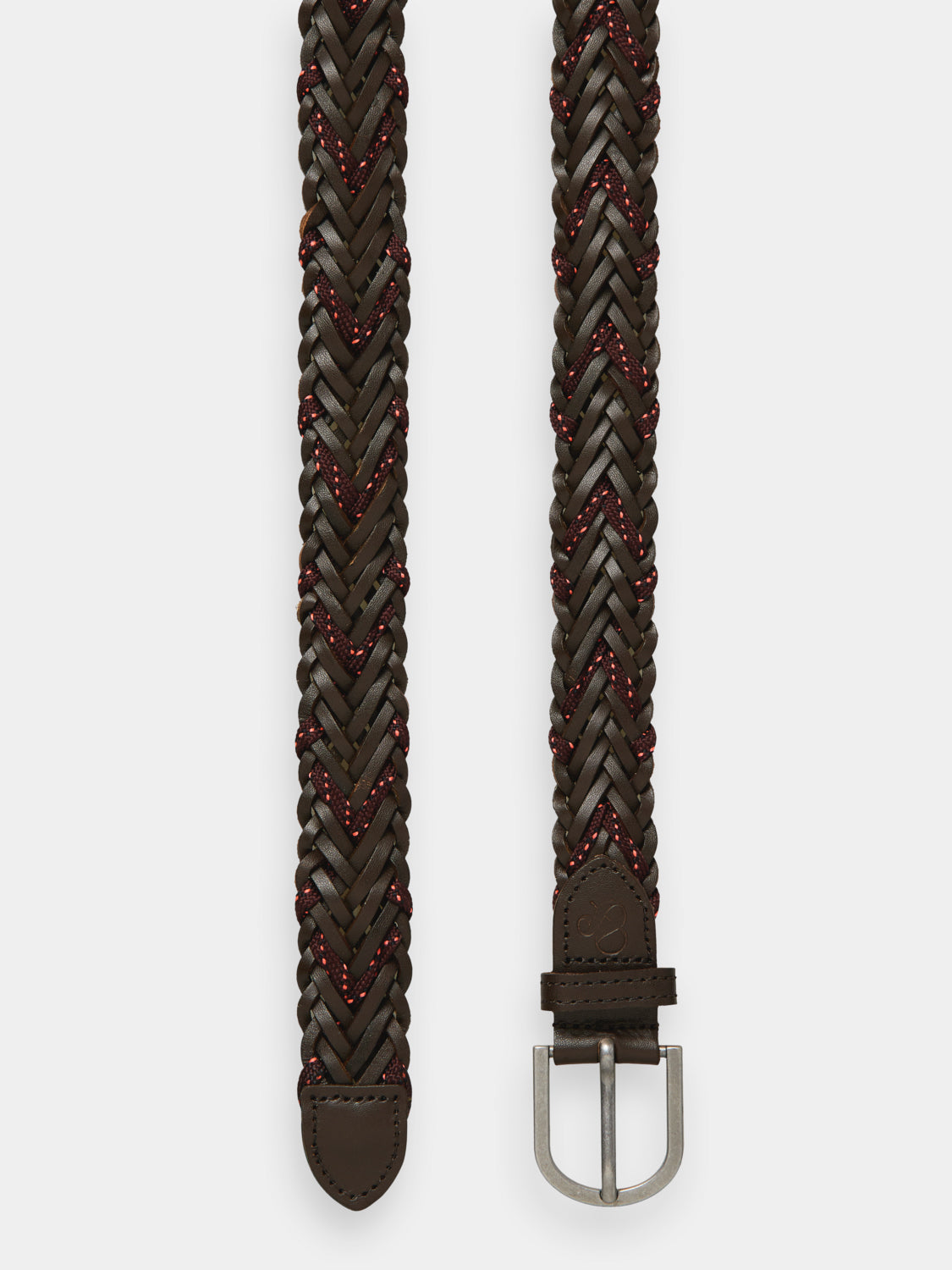 Braided leather belt - Chocolate