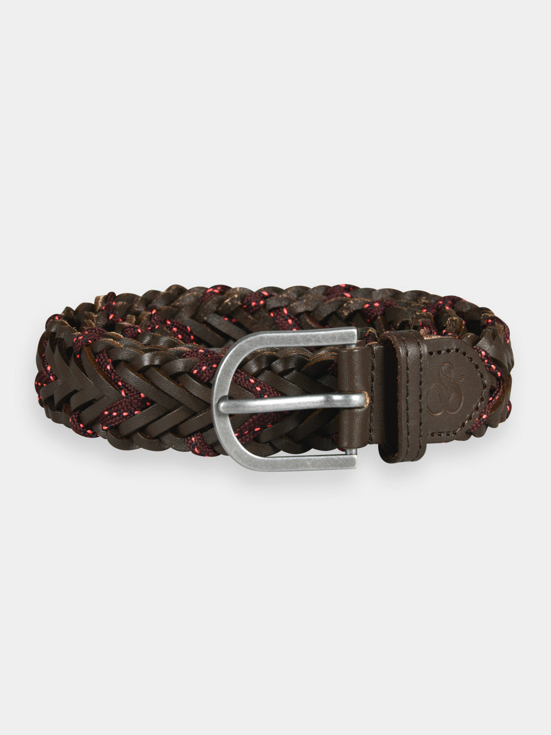 Braided leather belt - Chocolate