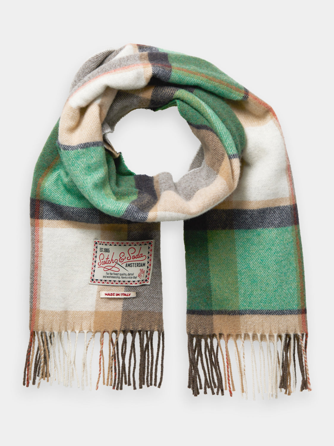 Wool blend check scarf - Absinthe Check