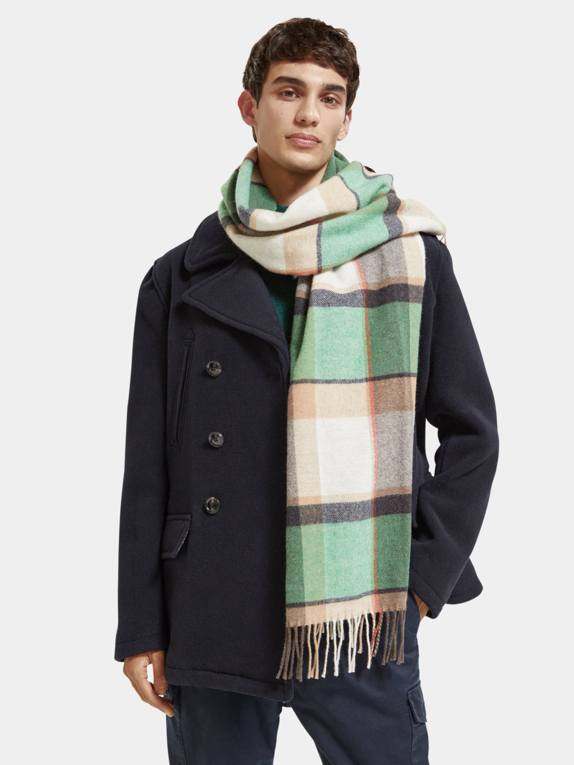 Wool blend check scarf - Absinthe Check