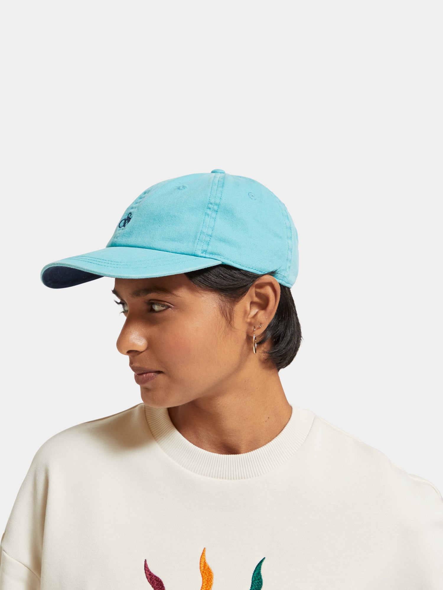 Embroidered twill cap - Topaz