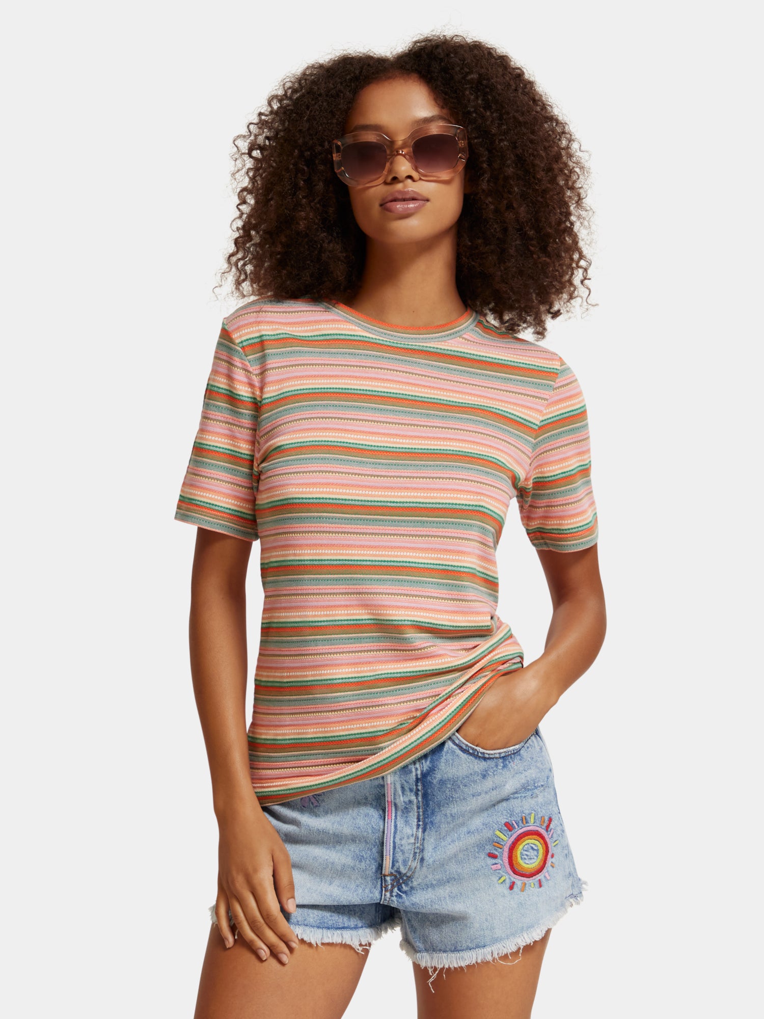 Stripe textured slim-fit t-shirt - Jersey Multi Stripe