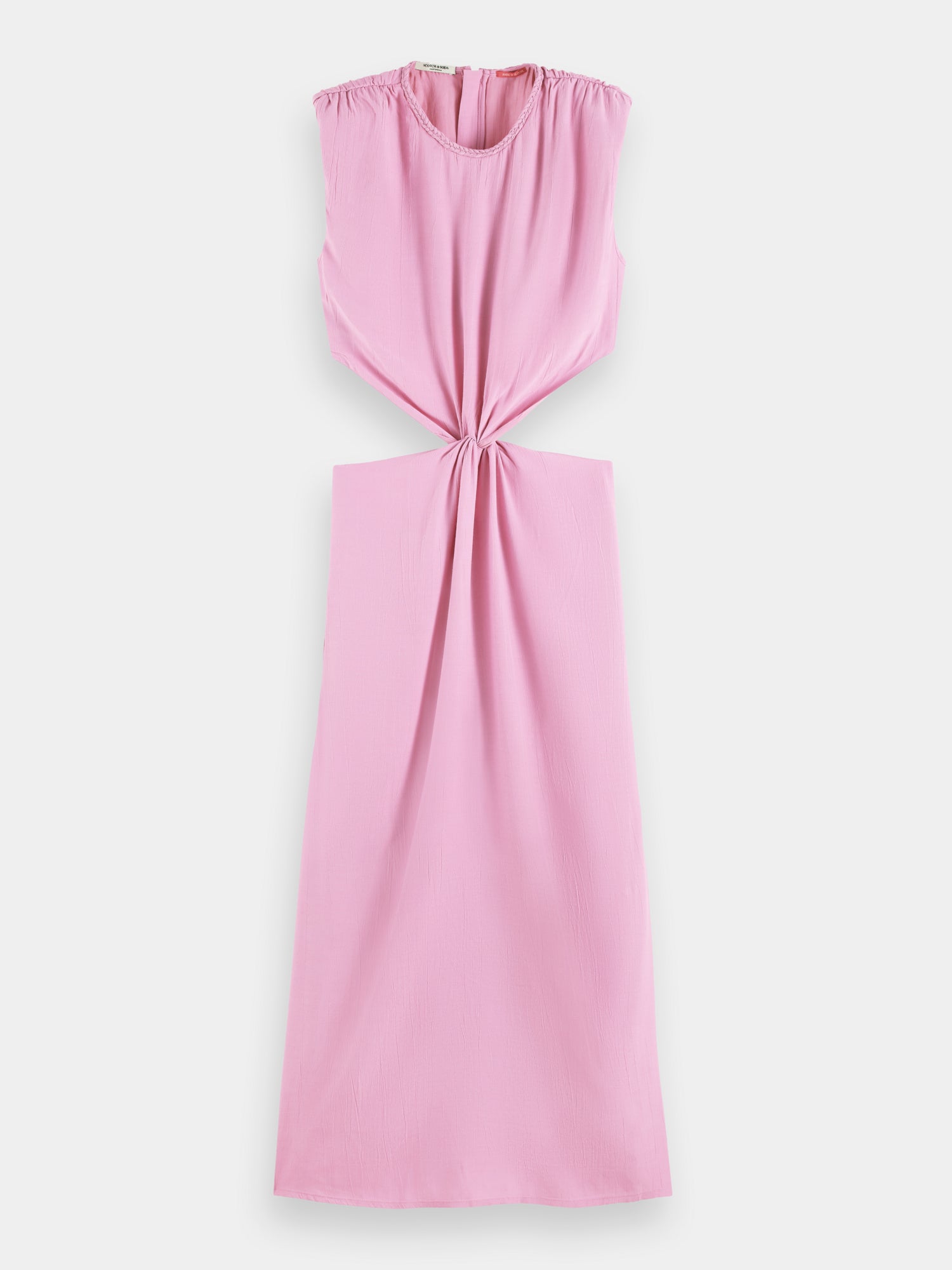 Draped structured shoulder midi dress - Orchid Pink