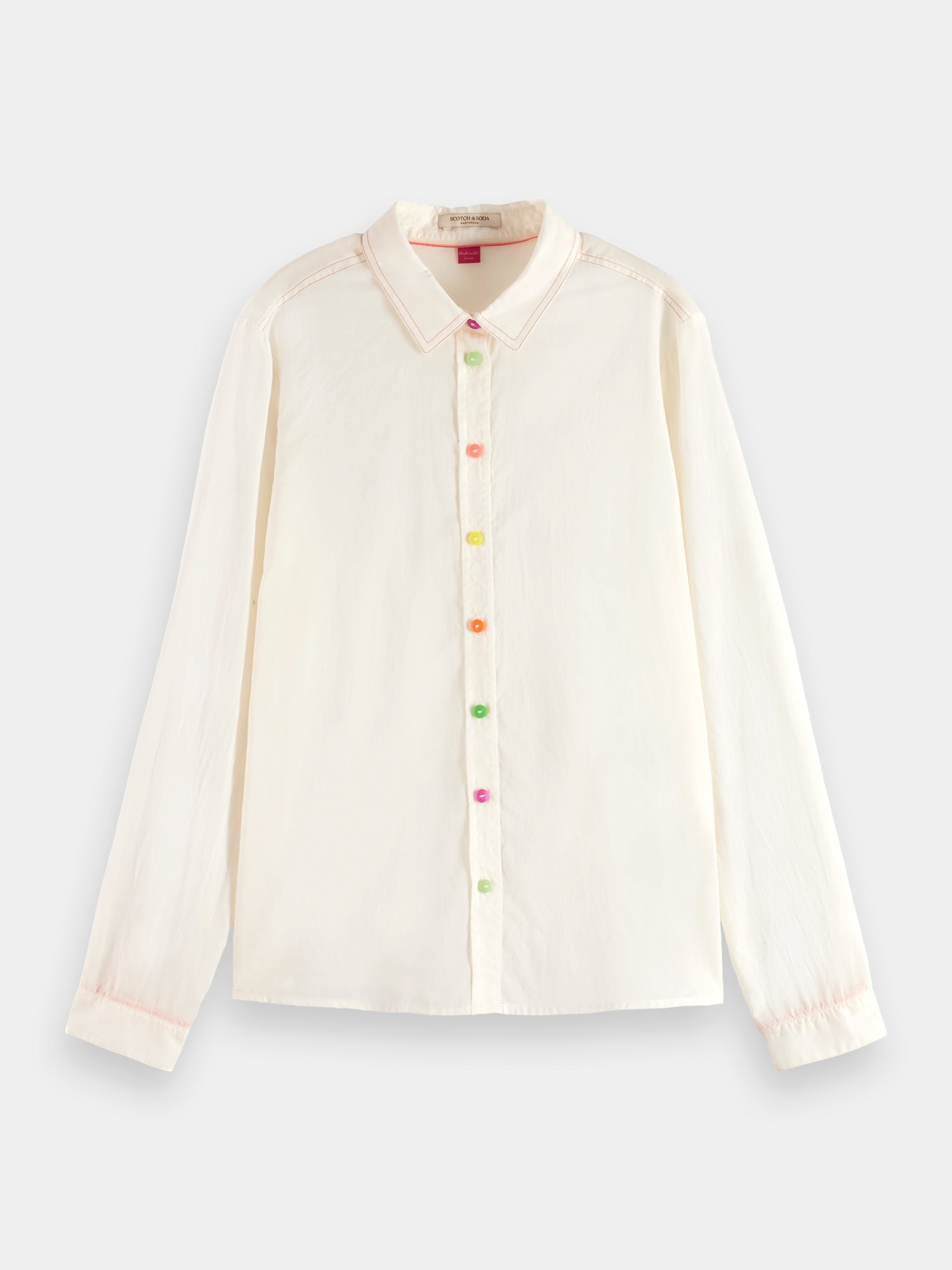 Regular-fit shirt with rainbow buttons - Vanilla White