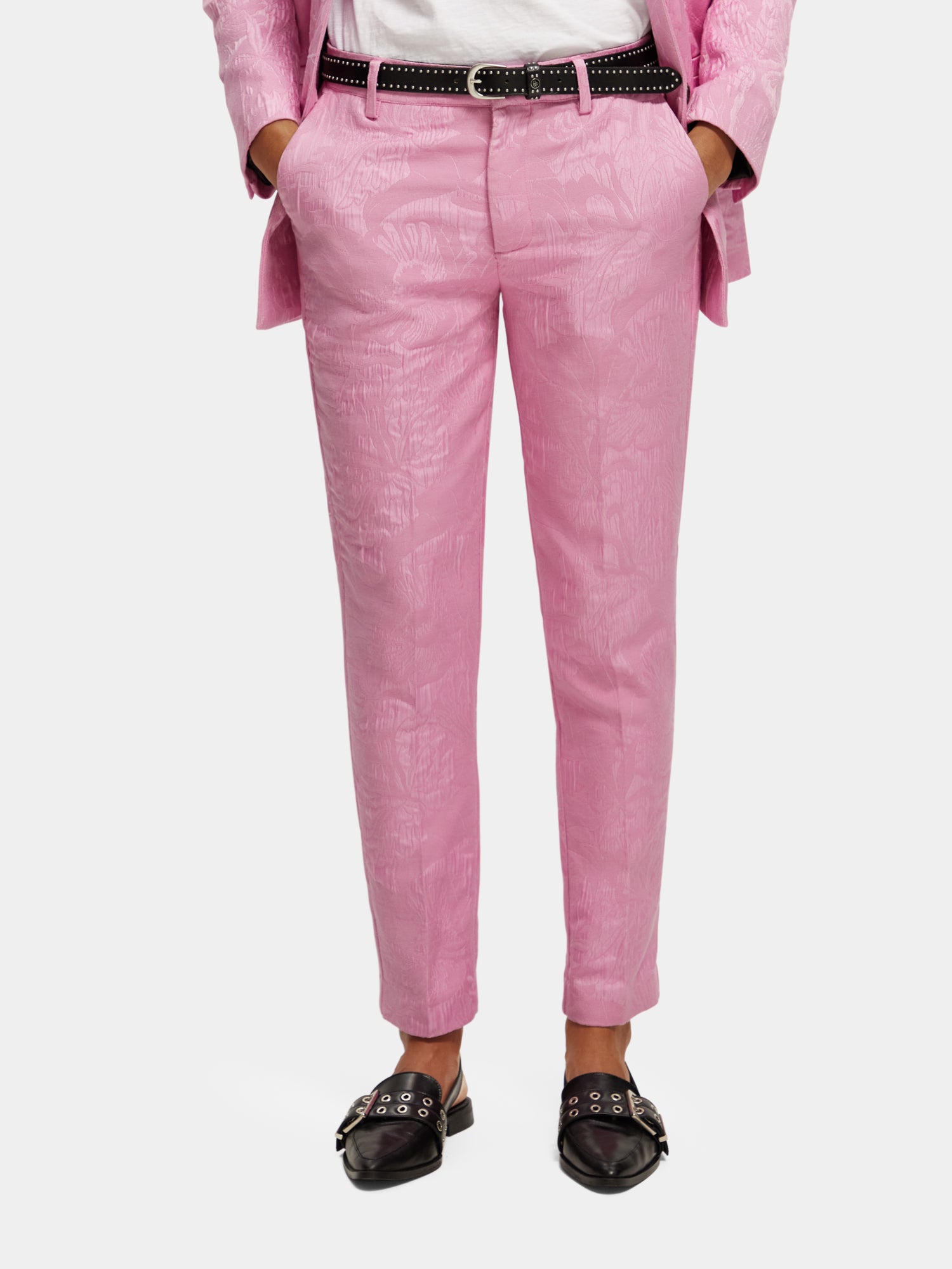 Lowry mid-rise slim jacquard pants - Orchid Pink