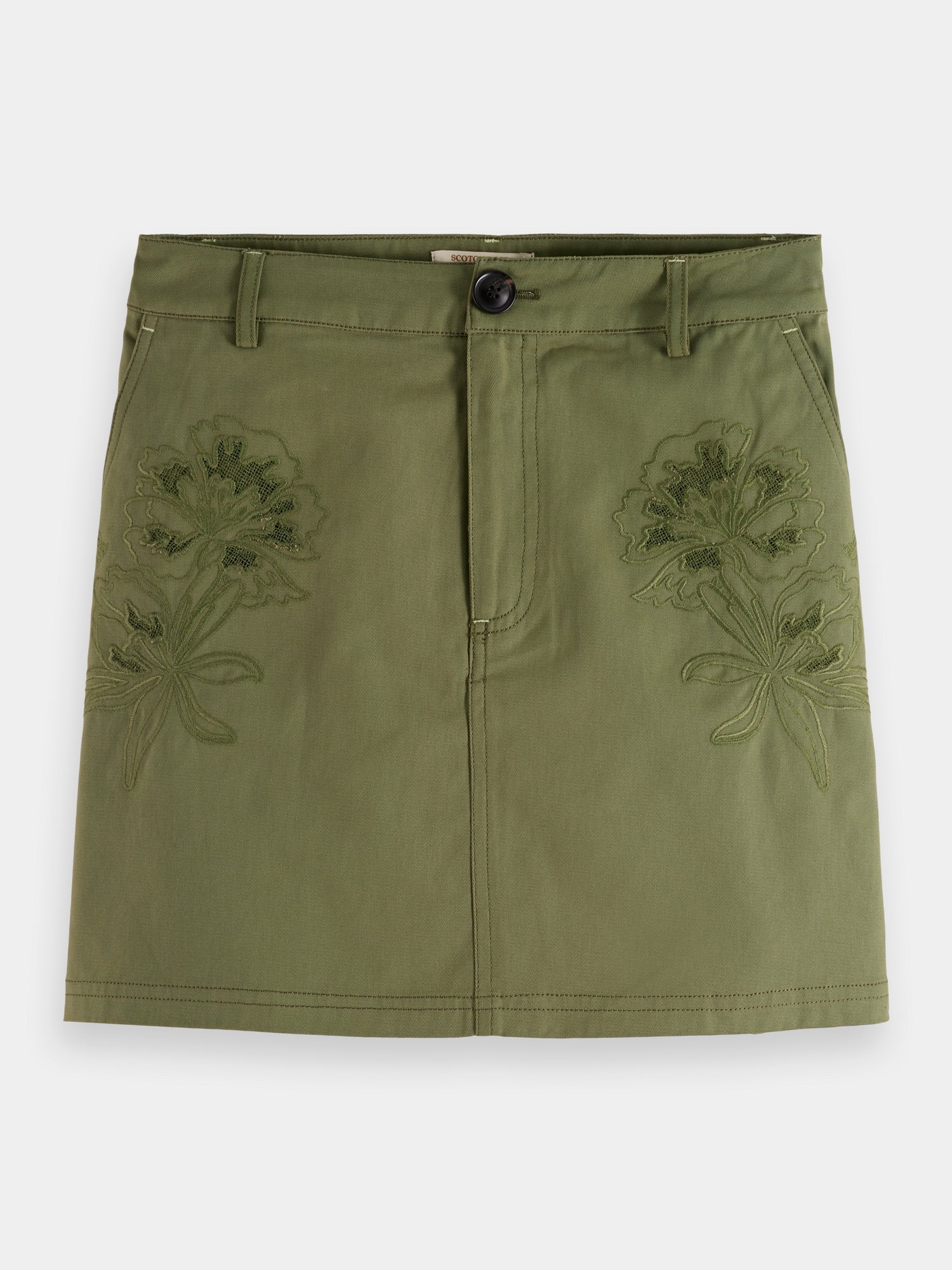 Broderie mini skirt - Olive Green