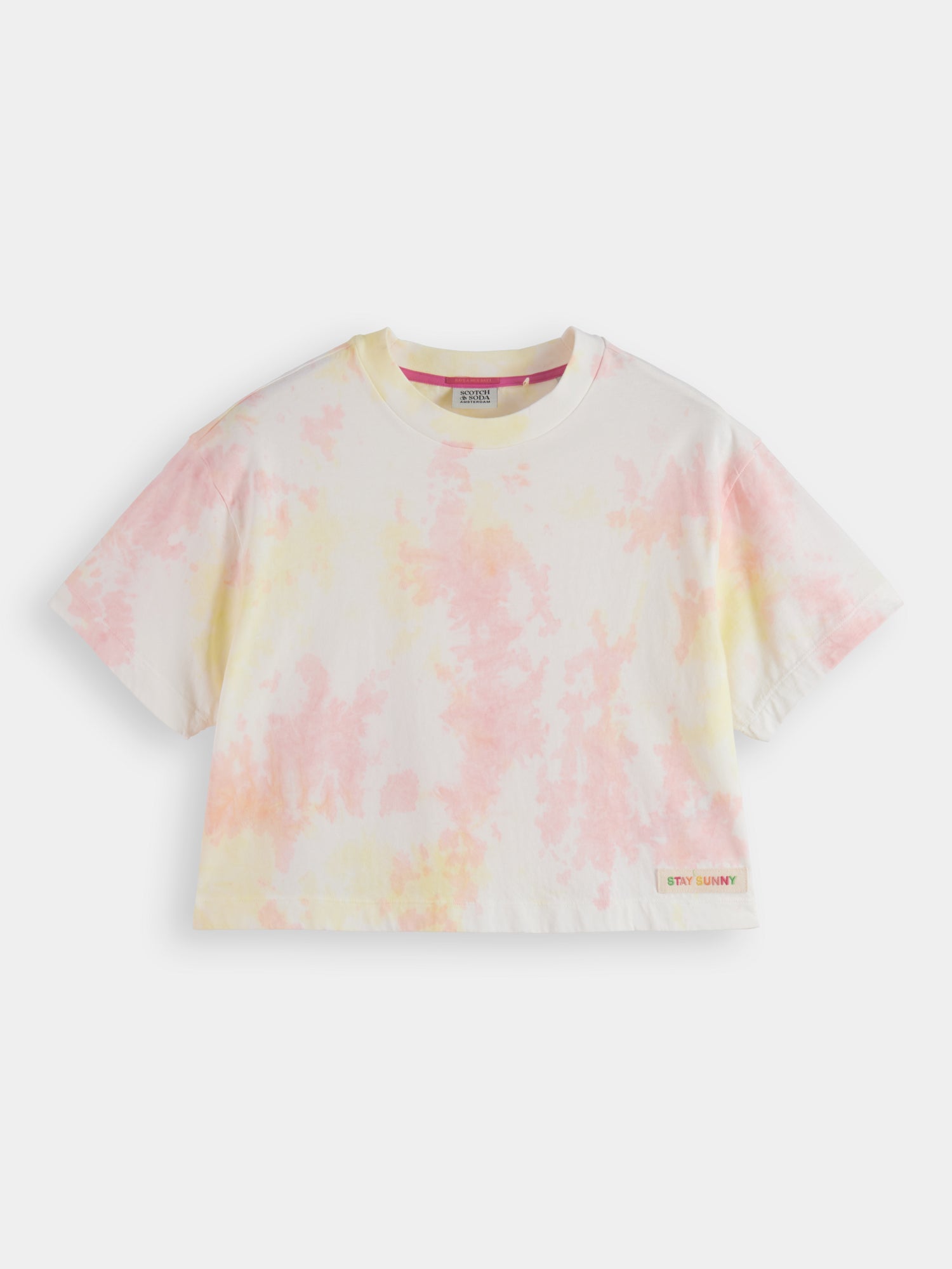 Tie-dye cropped loose-fit t-shirt - Blush Peach
