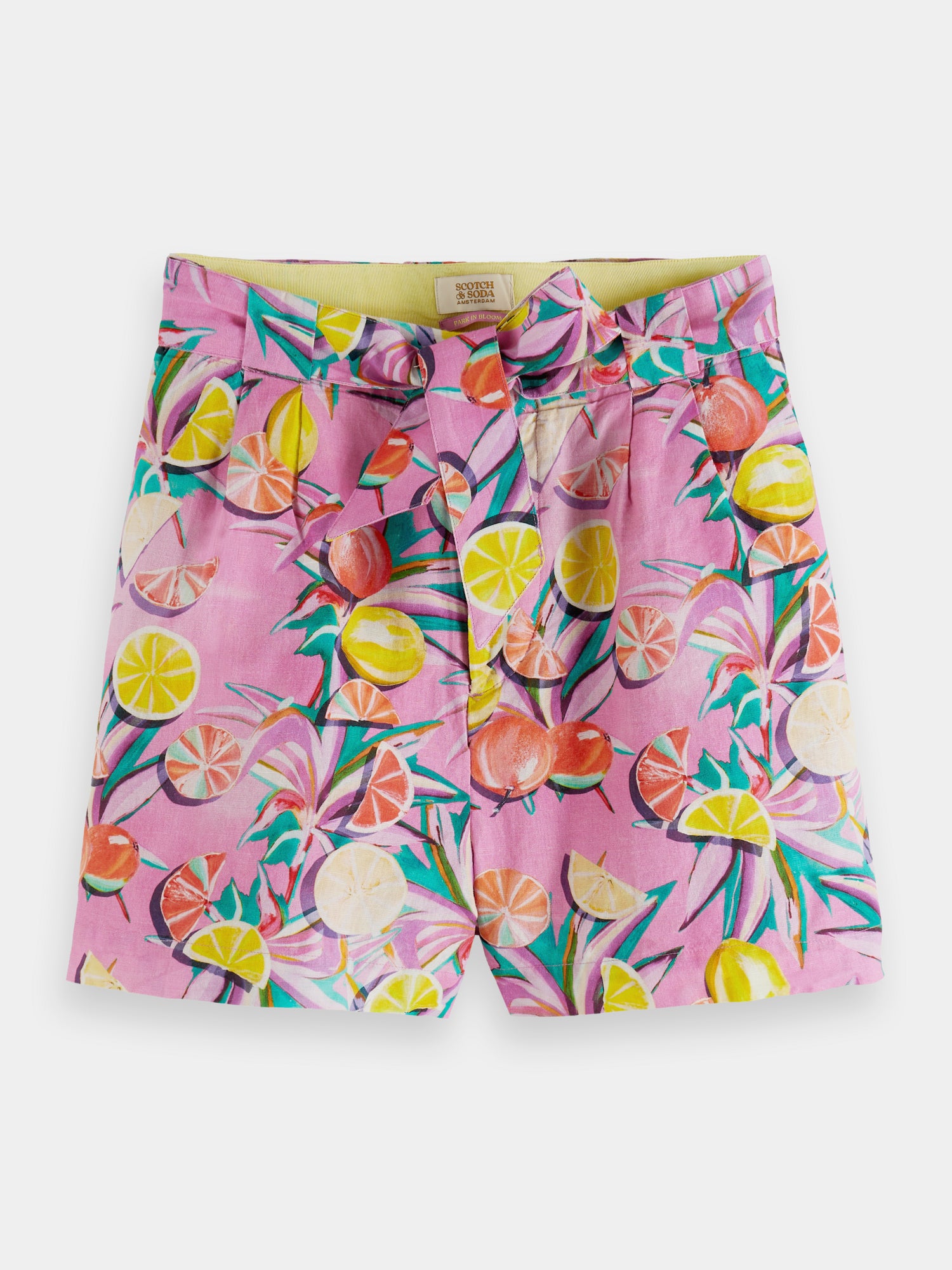 High-rise casual printed shorts - Citrus Squash Orchid