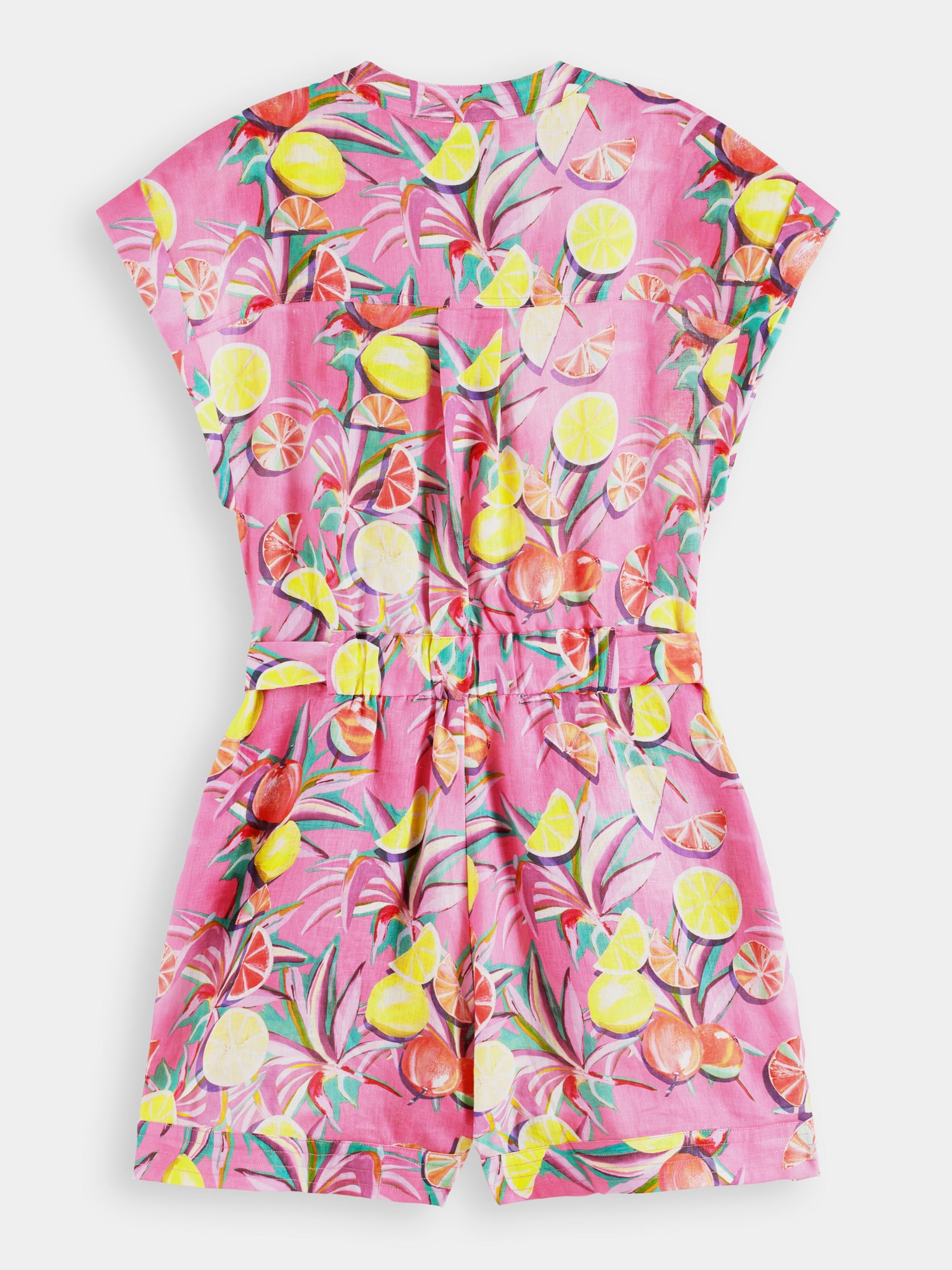 Linen all-in-one playsuit - Citrus Squash Orchid