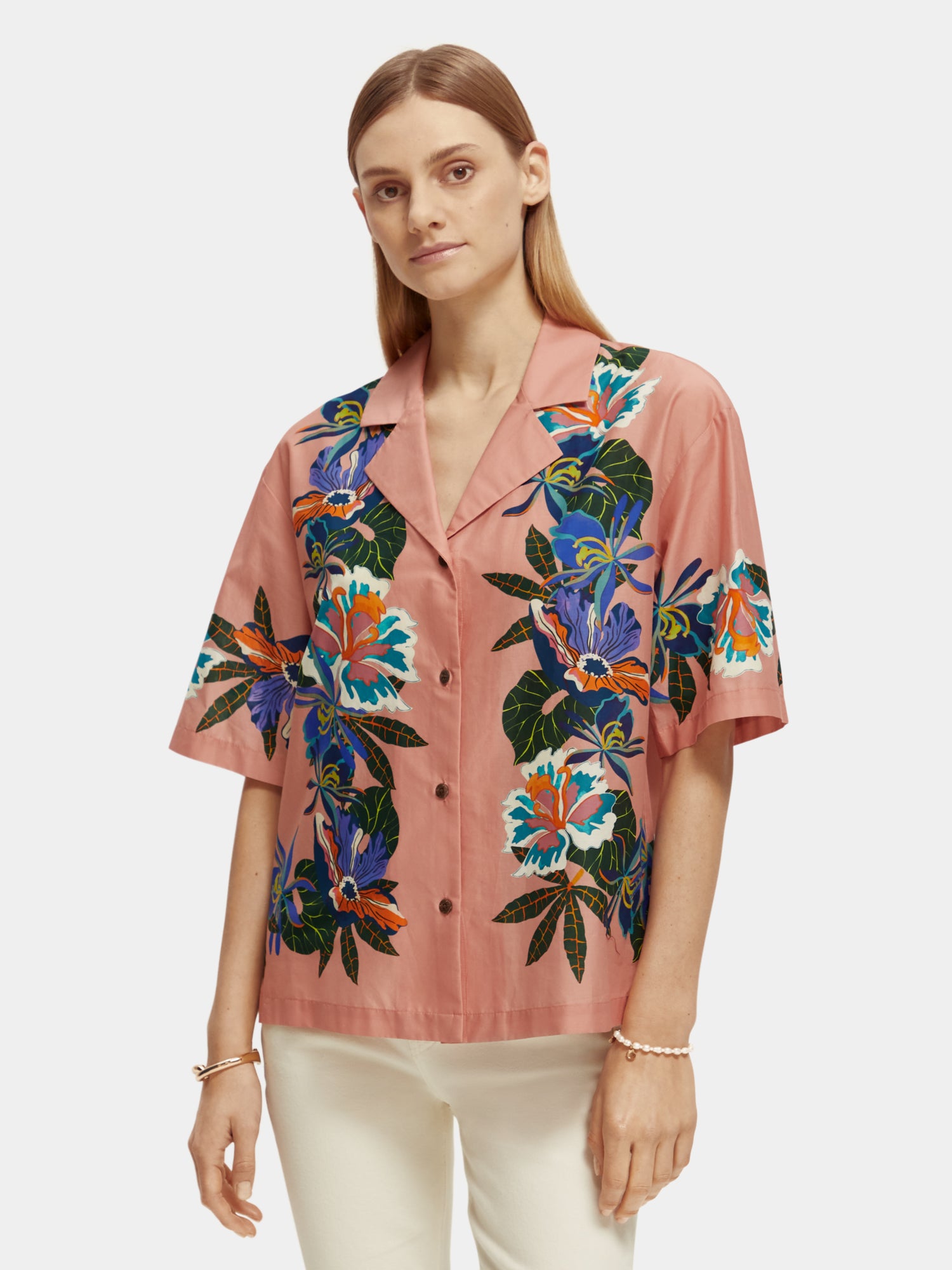 Camp shirt with print - Border Flower