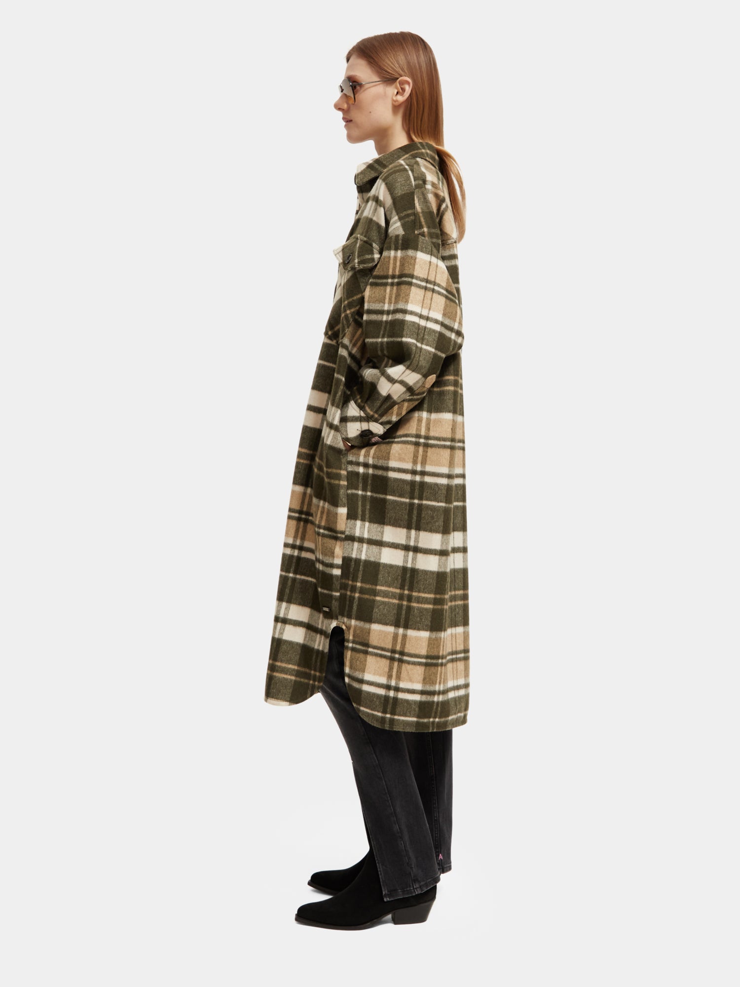 Checked wool-blend jacket - Field Green