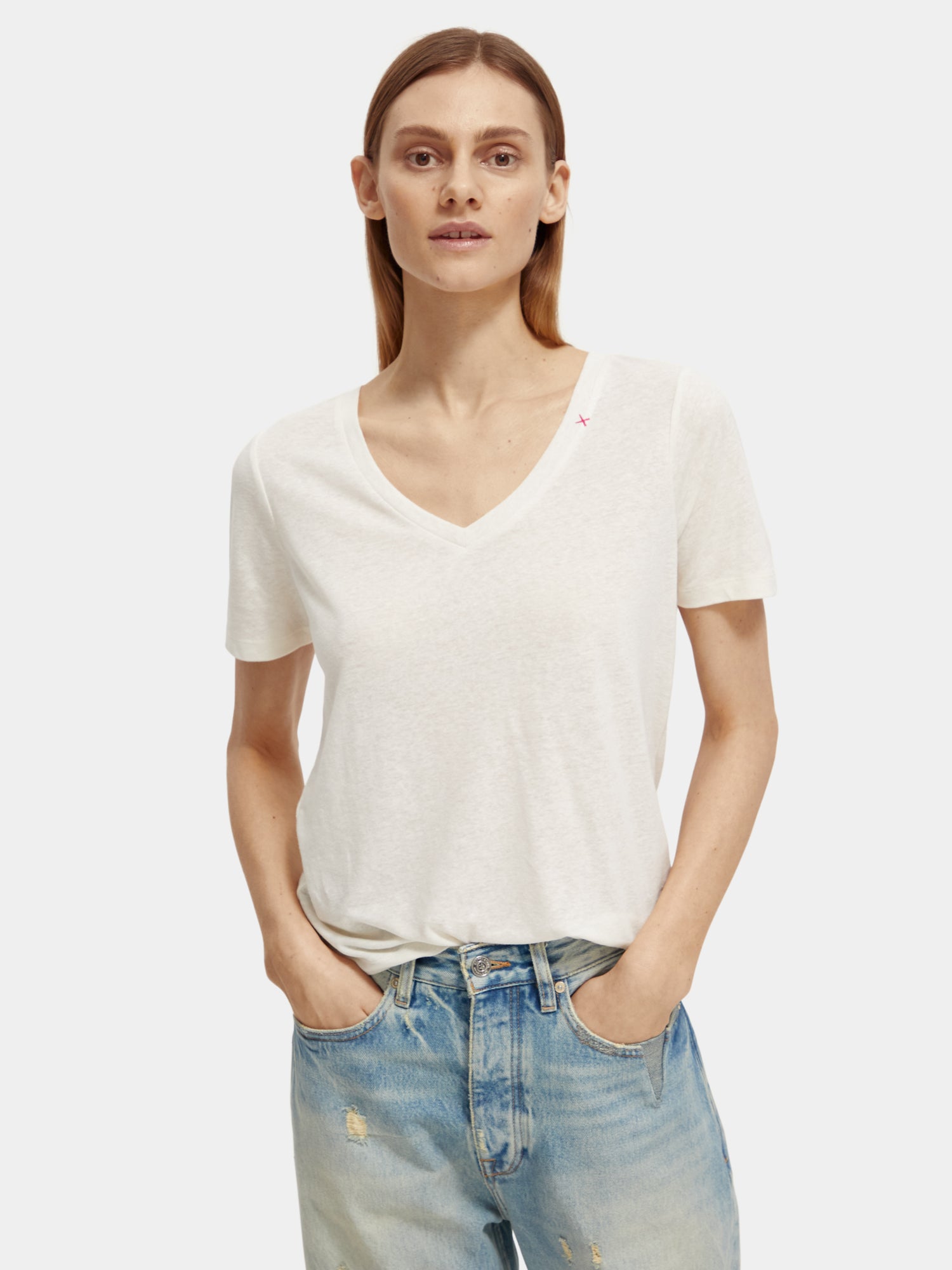 Regular-fit v-neck t-shirt - Off White