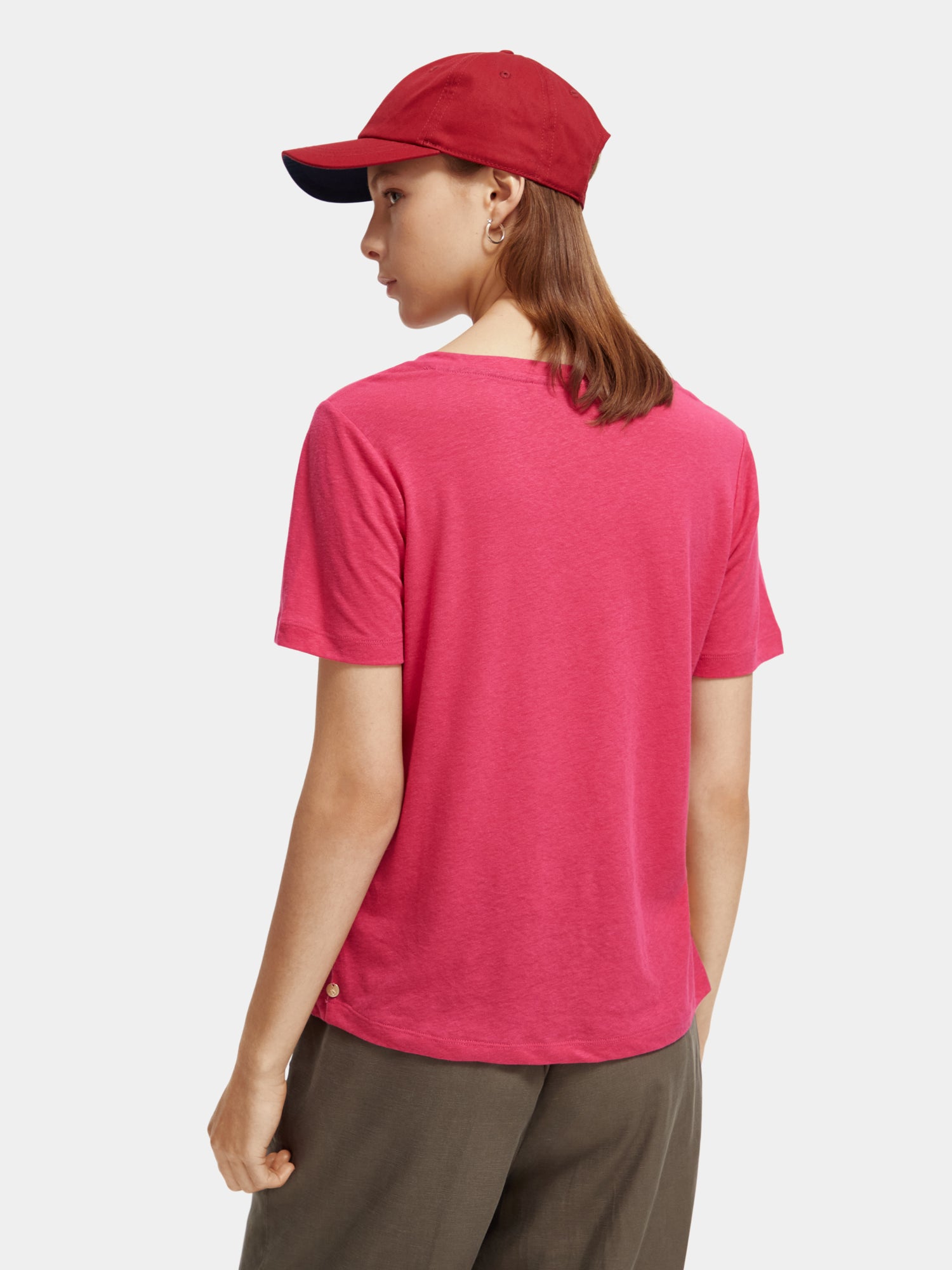 Regular-fit v-neck t-shirt - Pop Pink