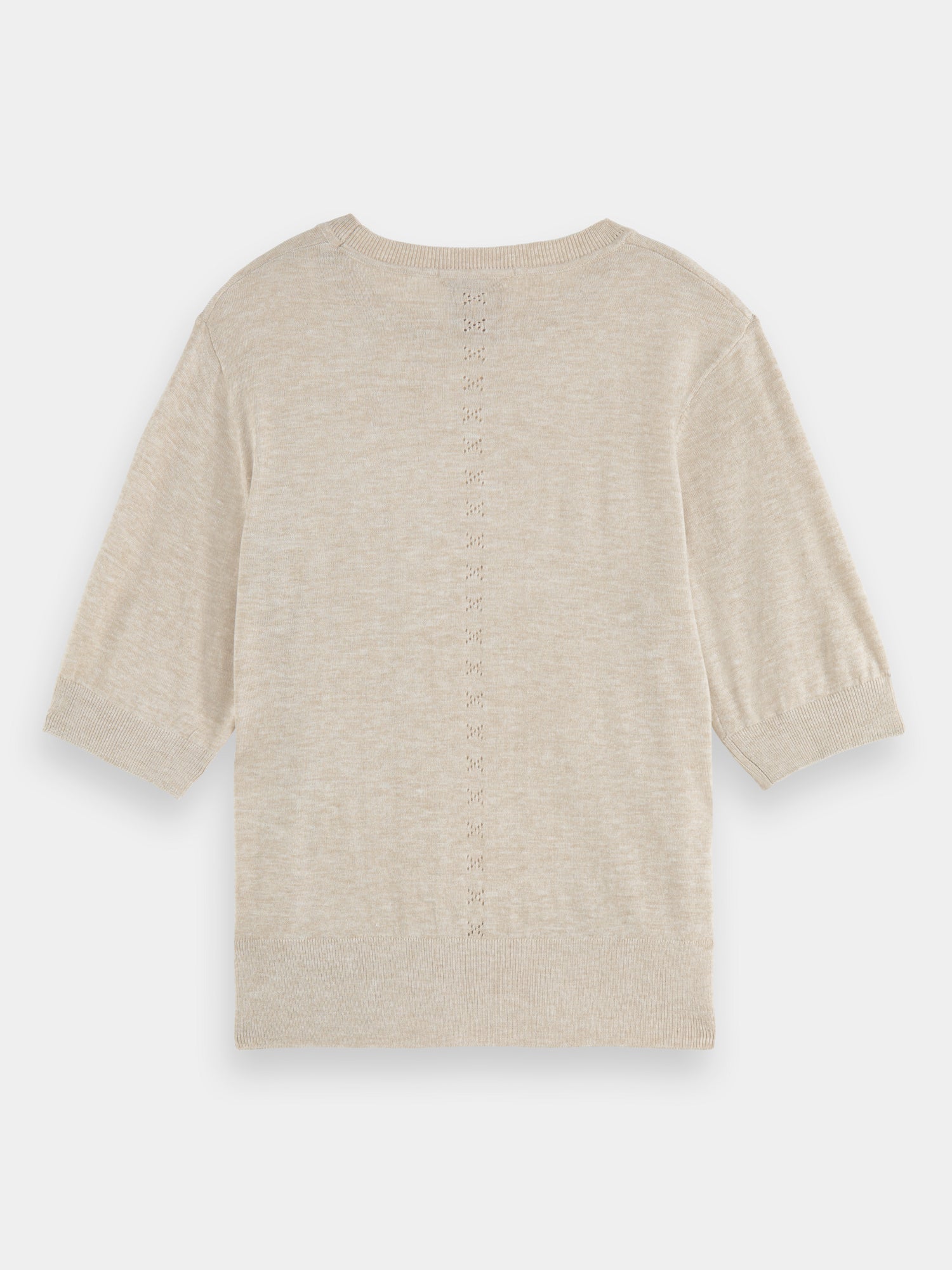 Short sleeved crewneck sweater - Oatmeal Melange