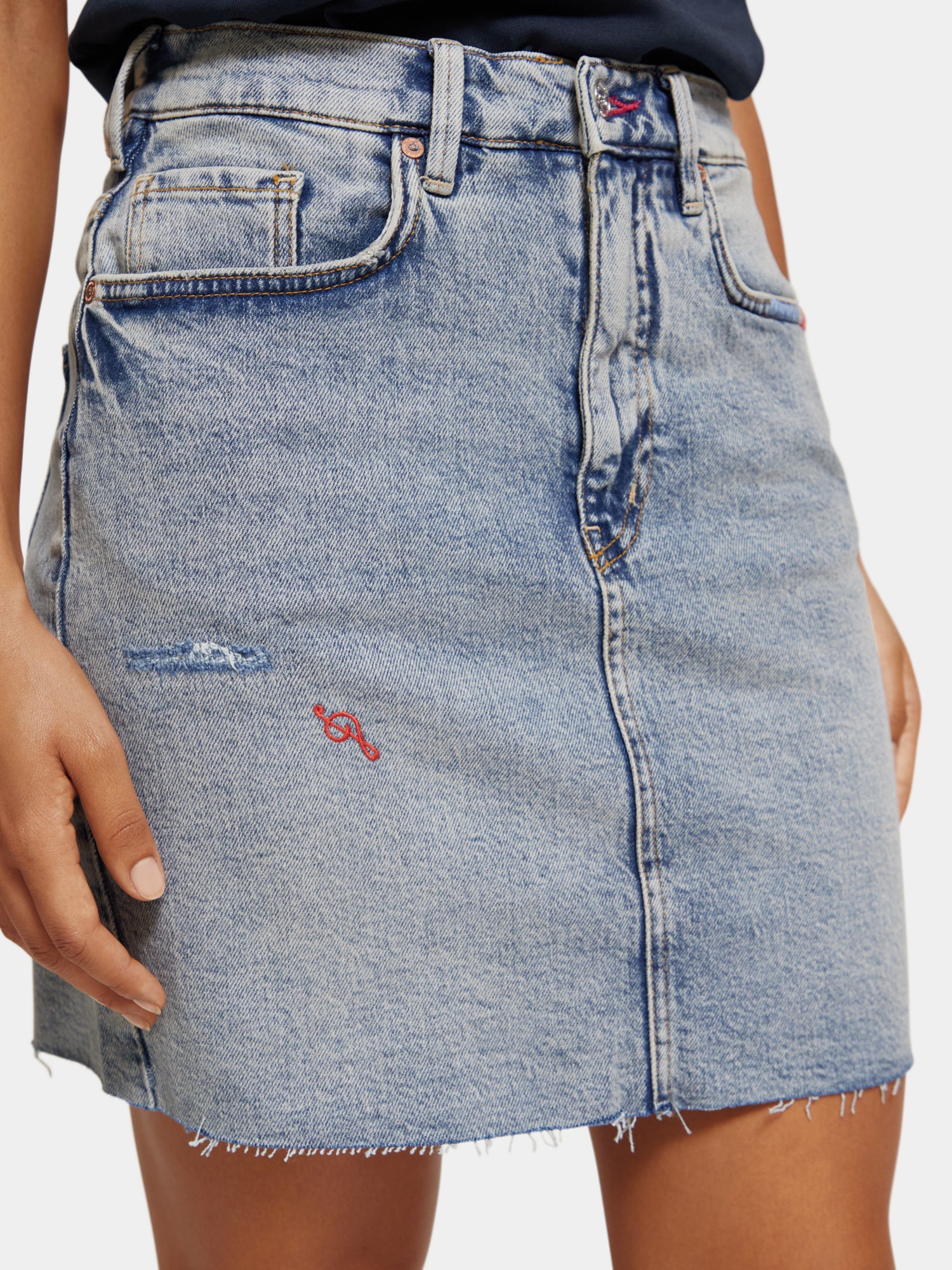 Embroidered denim mini skirt - Dance It Out