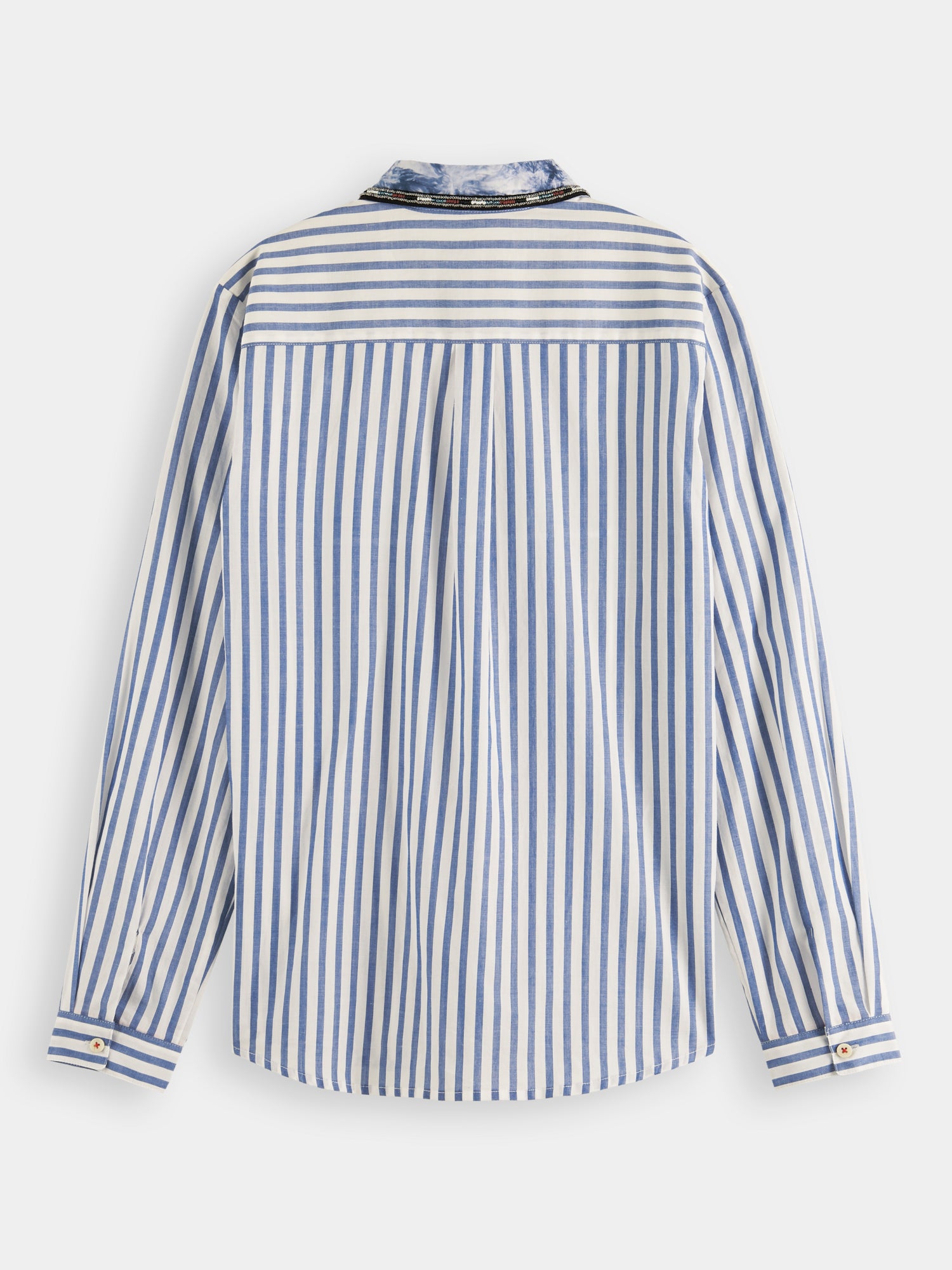 Regular-fit beaded-collar shirt - Blue Stripe