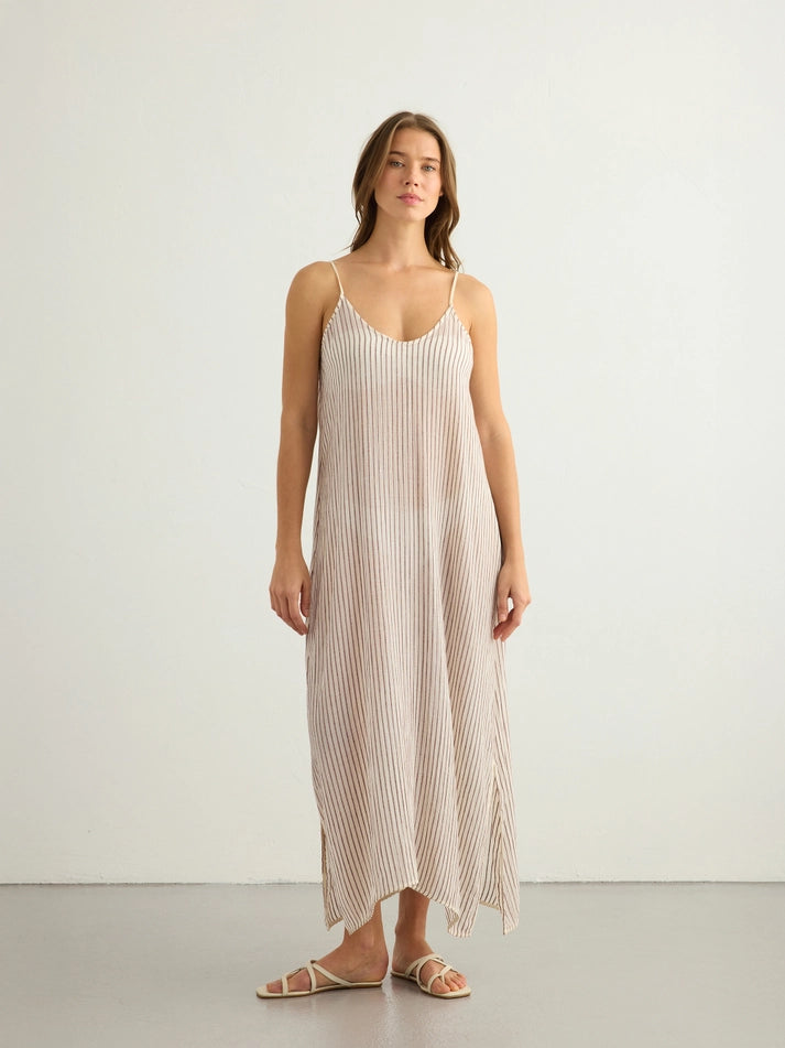 Yaz Dress - Burgundy Stripes