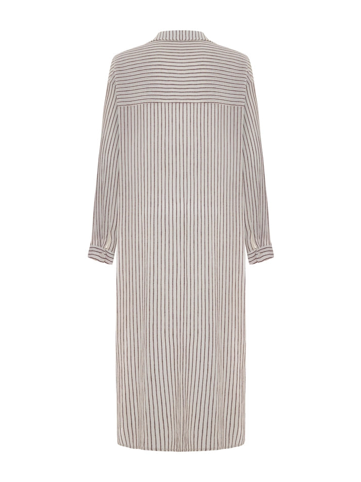 Voyage Shirt Dress - Burgundy Stripes