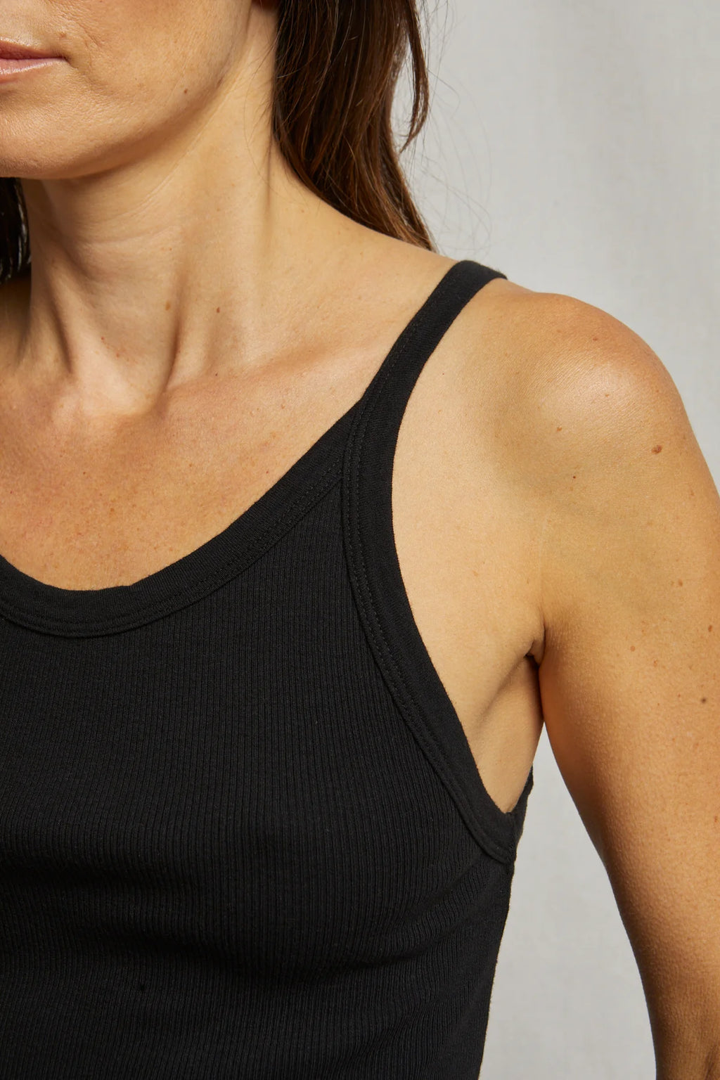 Annie Cotton Ribbed Tank - True Black