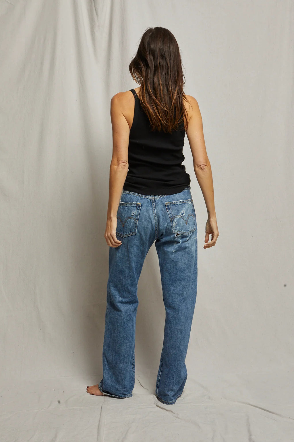 Annie Cotton Ribbed Tank - True Black