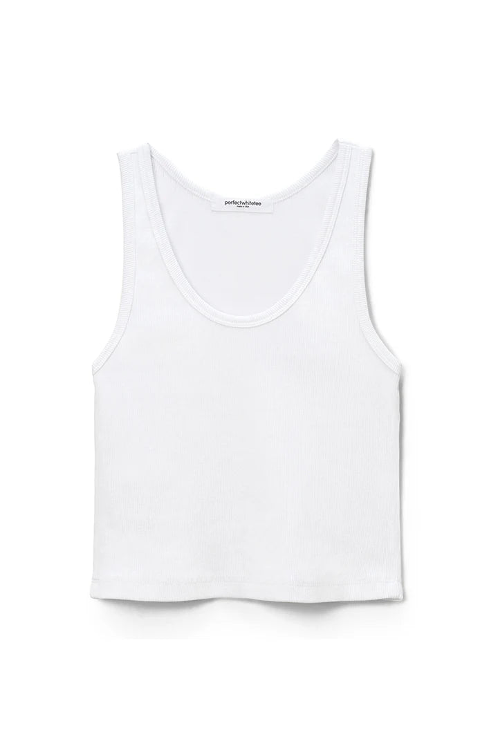 Blondie Structured Rib Bra Friendly Tank - White