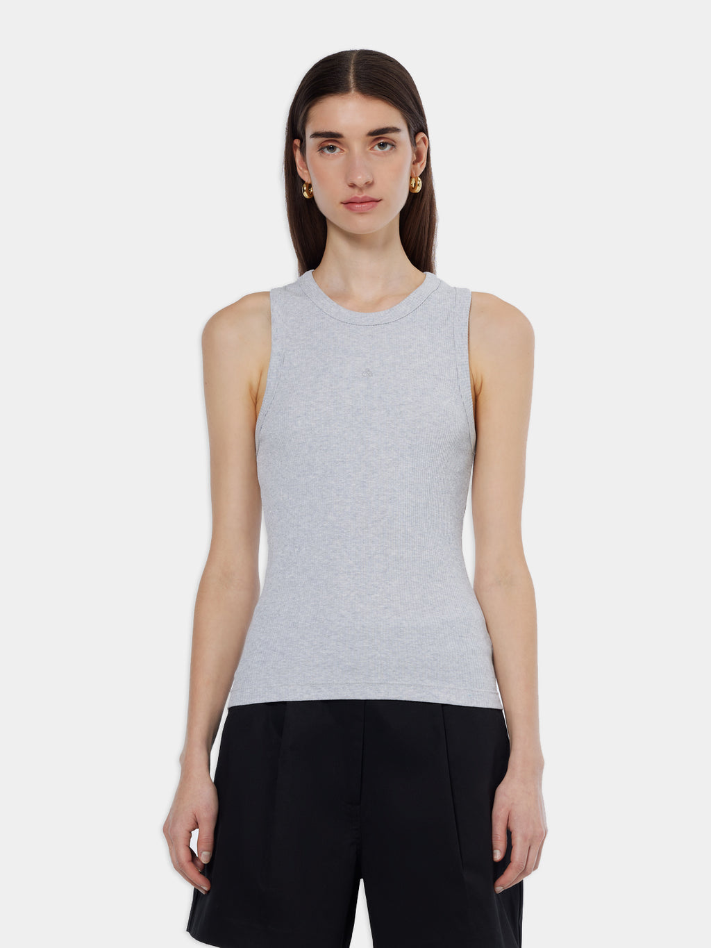 Core Rib racer tank - Grey Melange