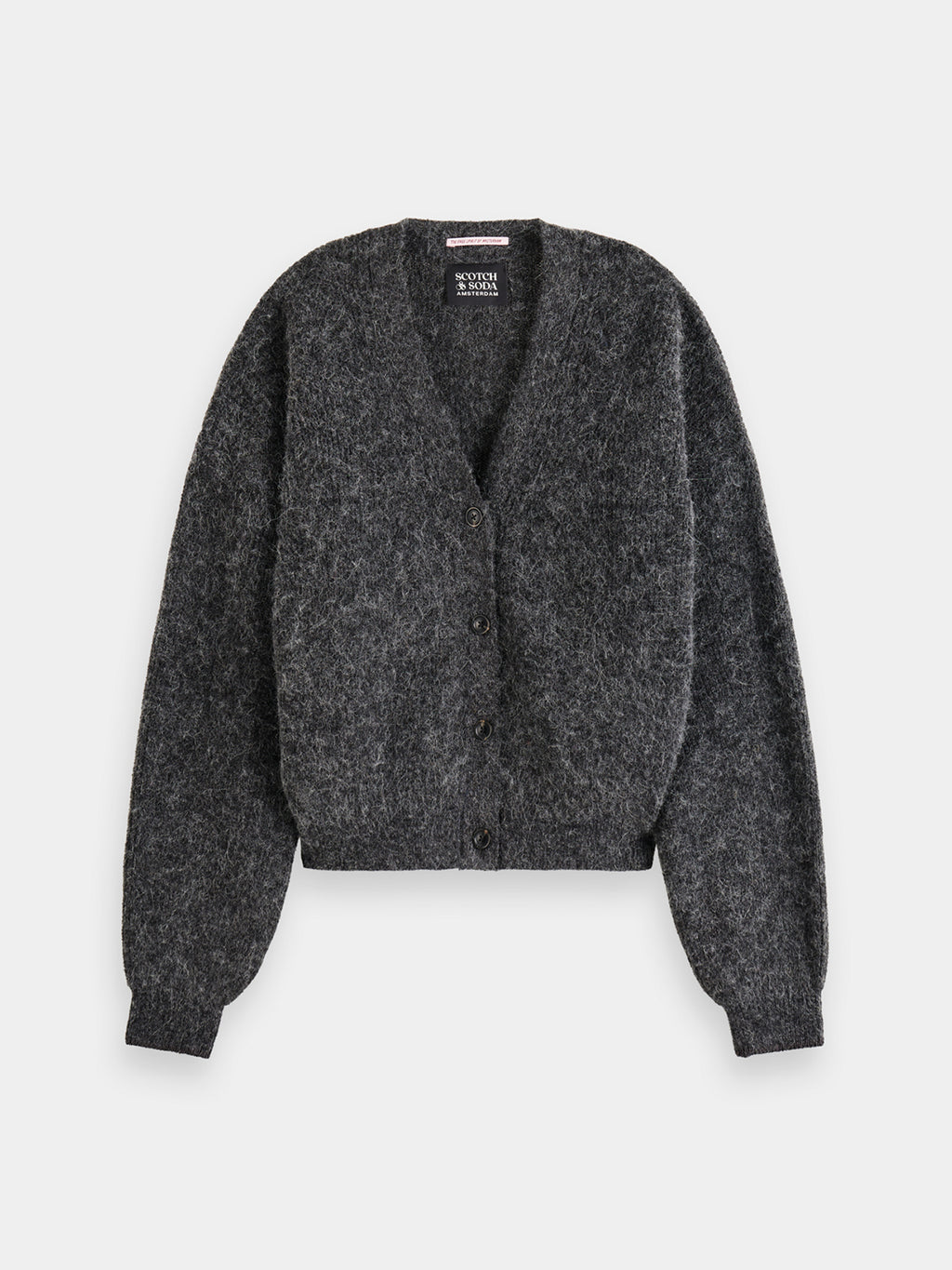 Core fuzzy relaxed cardigan - Charcoal Melange
