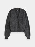 Core fuzzy relaxed cardigan - Charcoal Melange