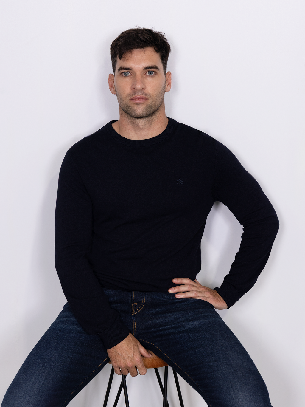 Viscose crewneck pullover - Night