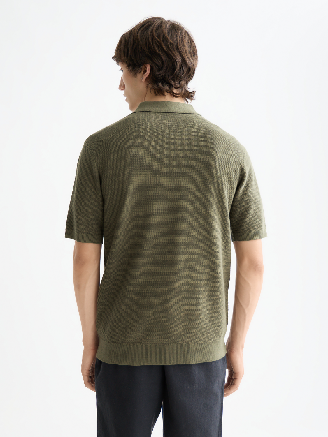 Knitted polo - Olive Night