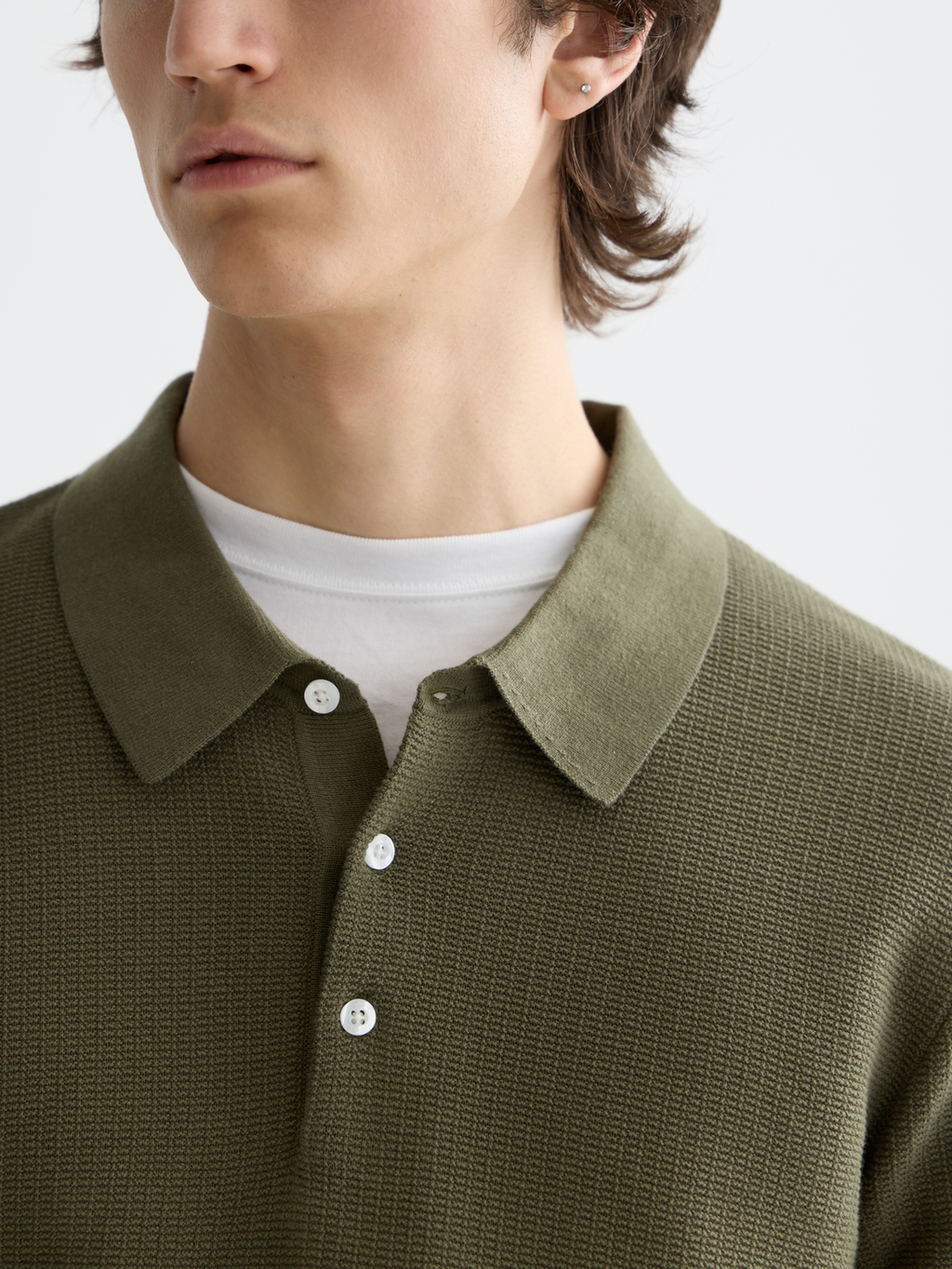 Knitted polo - Olive Night