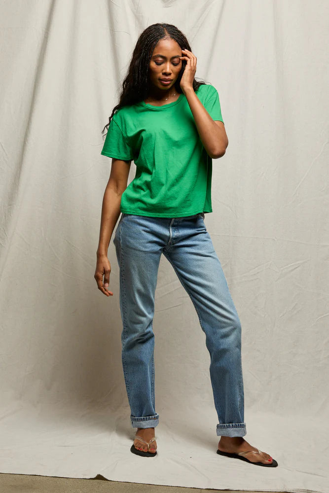 Harley Cotton Boxy Crew Tee - Grass