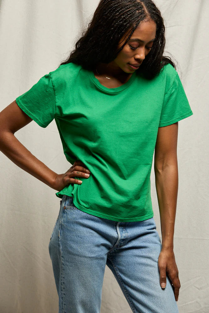 Harley Cotton Boxy Crew Tee - Grass