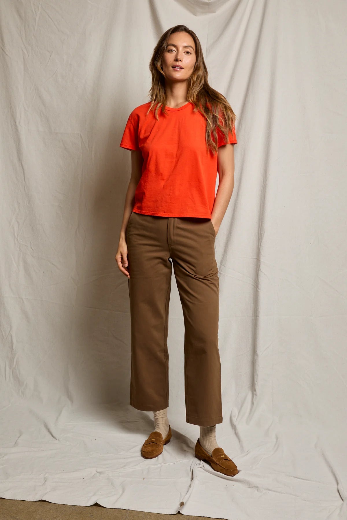 Harley Cotton Boxy Crew Tee - Tomato