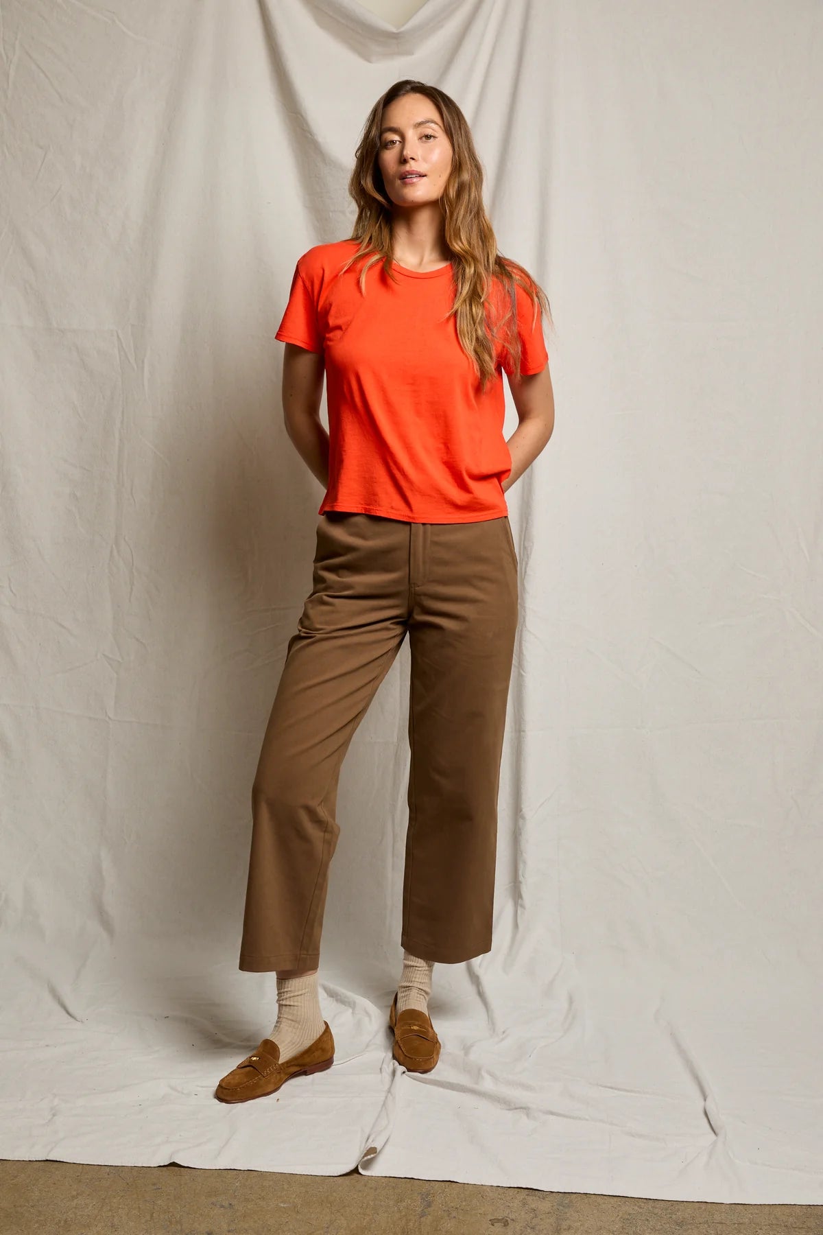 Harley Cotton Boxy Crew Tee - Tomato