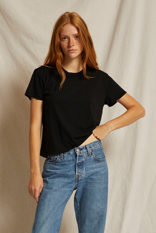 Harley Cotton Boxy Crew Tee - True Black