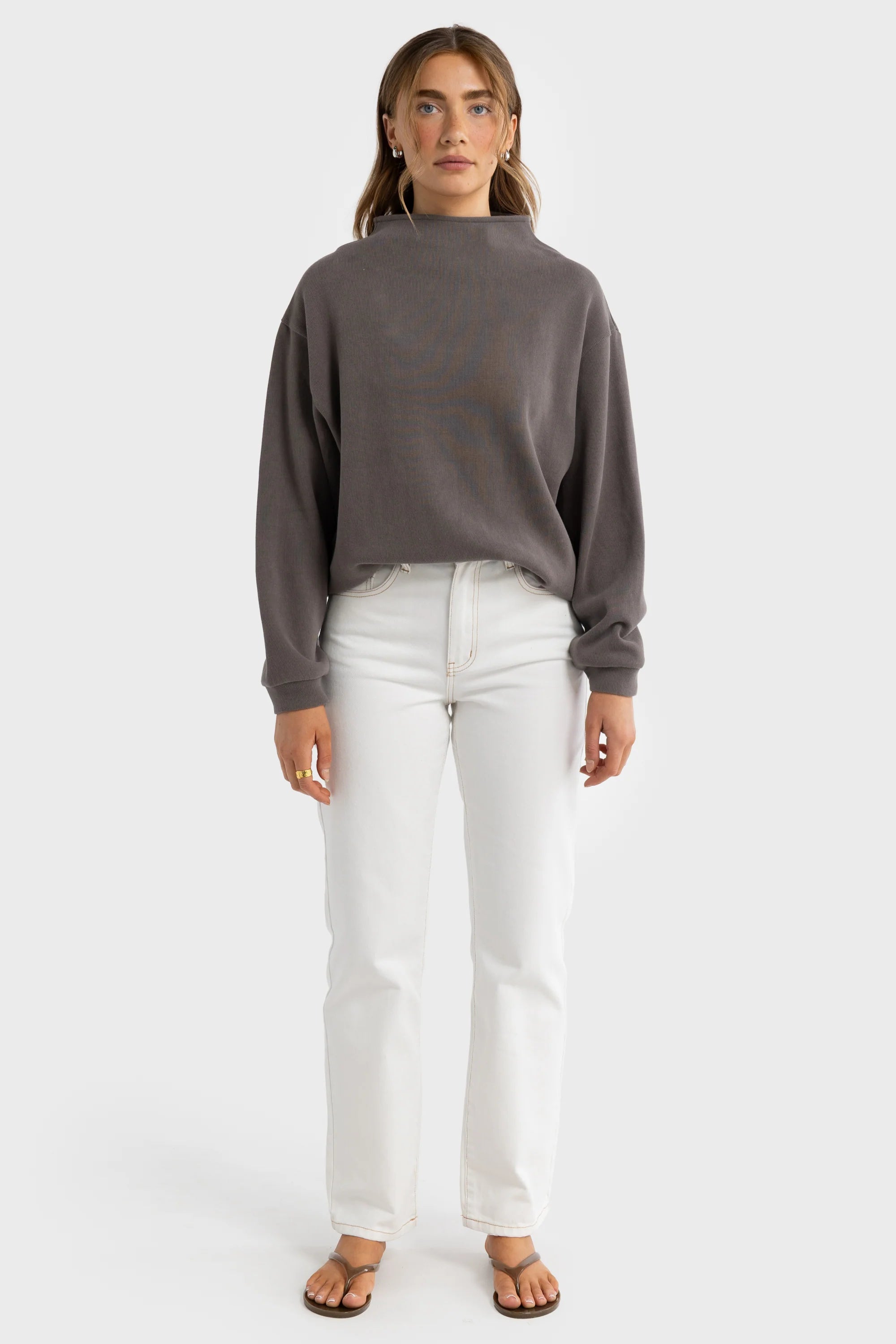 Ava High Neck Jumper - Espresso