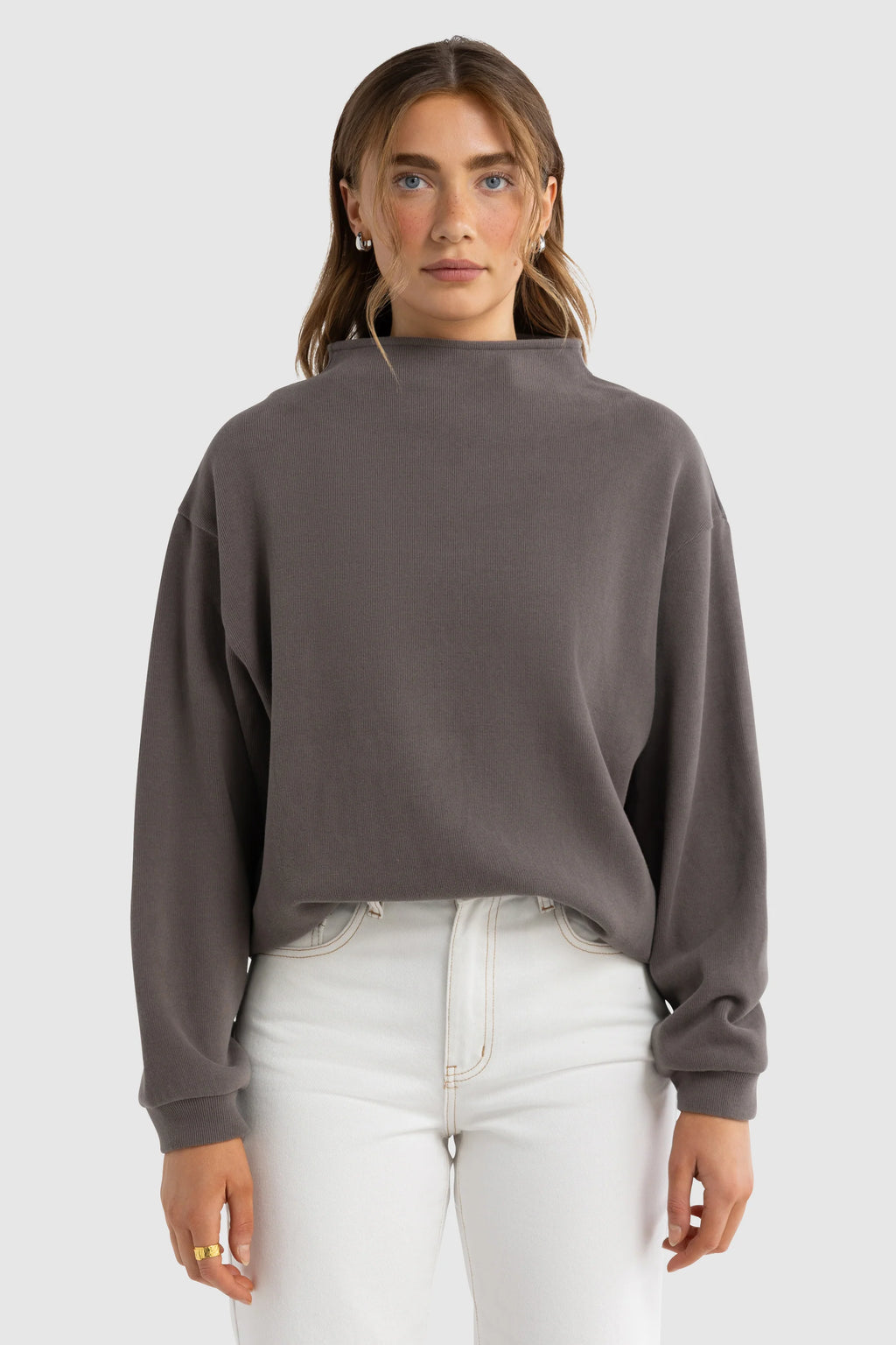 Ava High Neck Jumper - Espresso
