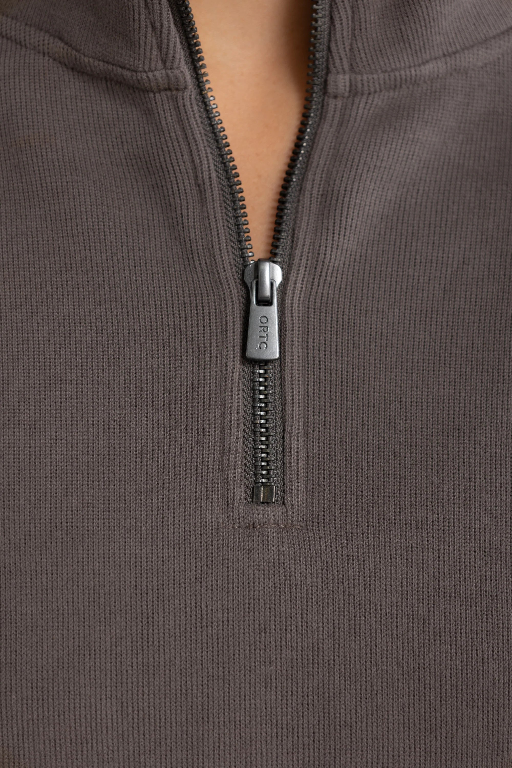 Ava Ribbed Quarter Zip - Espresso