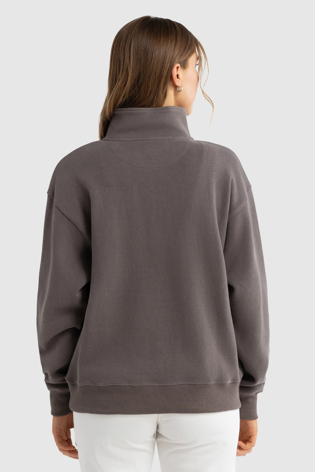 Ava Ribbed Quarter Zip - Espresso