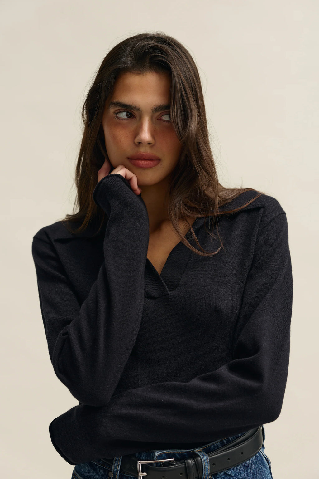 Kingston Knit Polo Top - Black