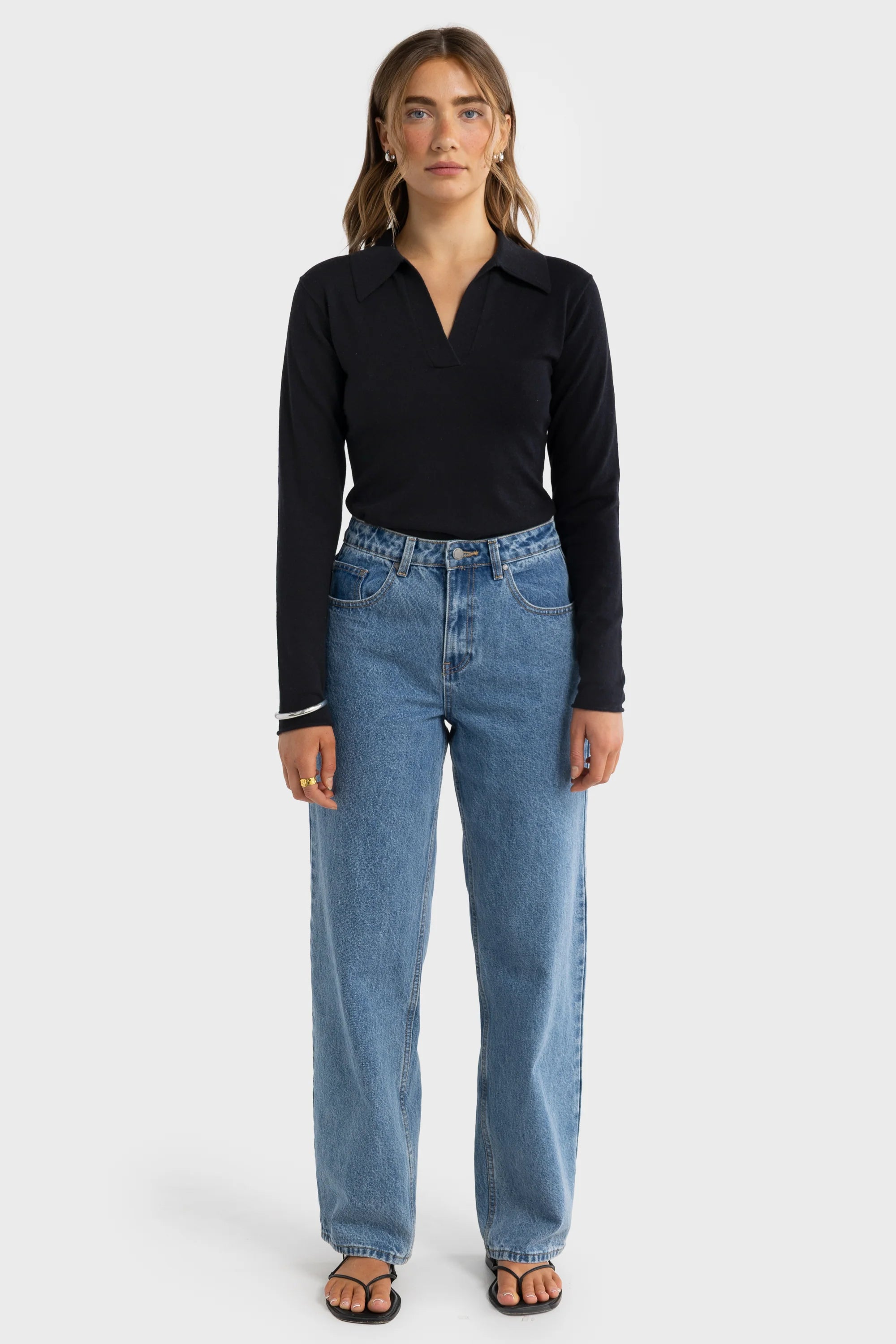 Kingston Knit Polo Top - Black